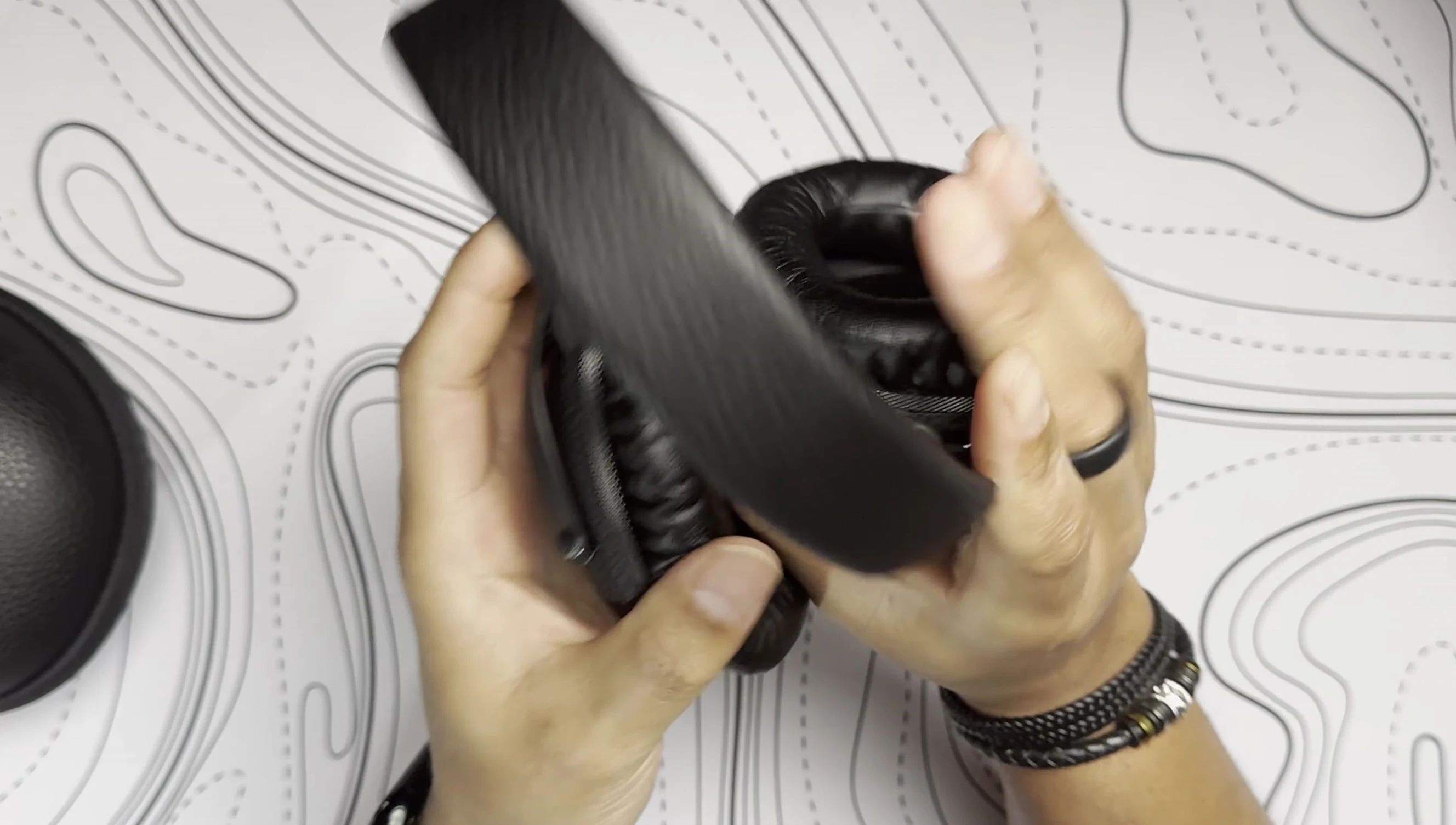 Close-up of the headphones showing comfort features