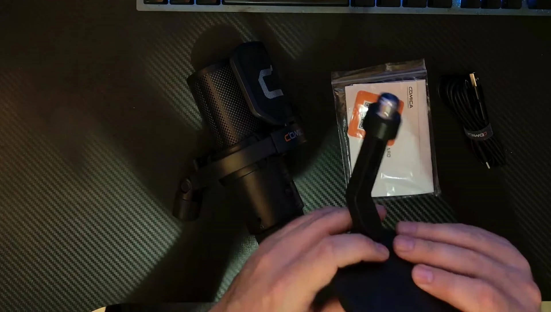 Close-up of the included desk stand.
