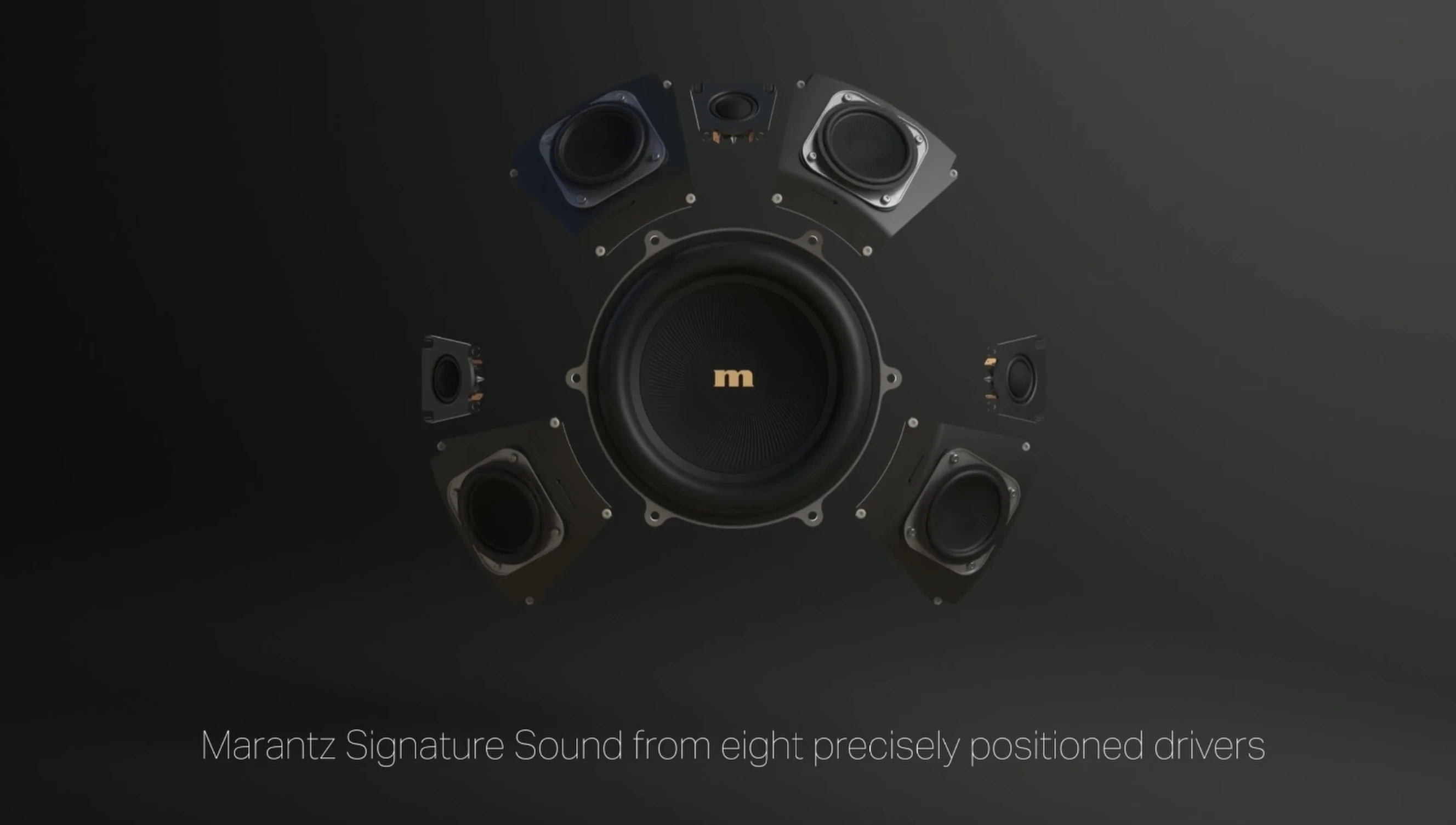 Diagram or close-up showcasing the speaker's multiple drivers.