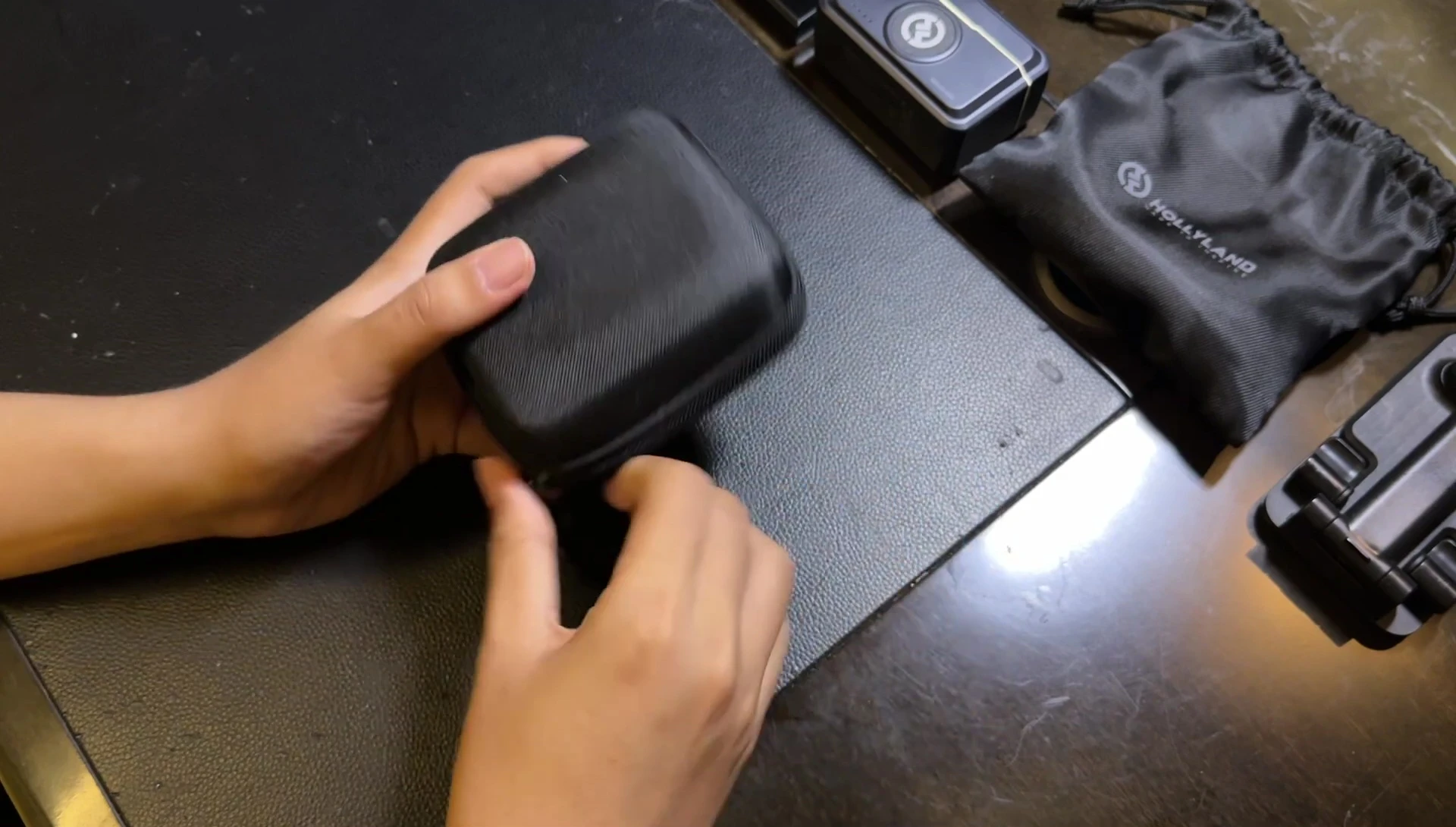 The large carrying case included with the IEMs