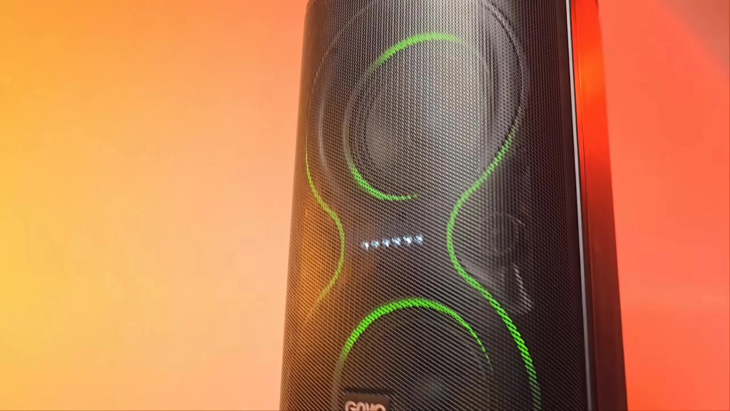 LED lights pulsating with the music