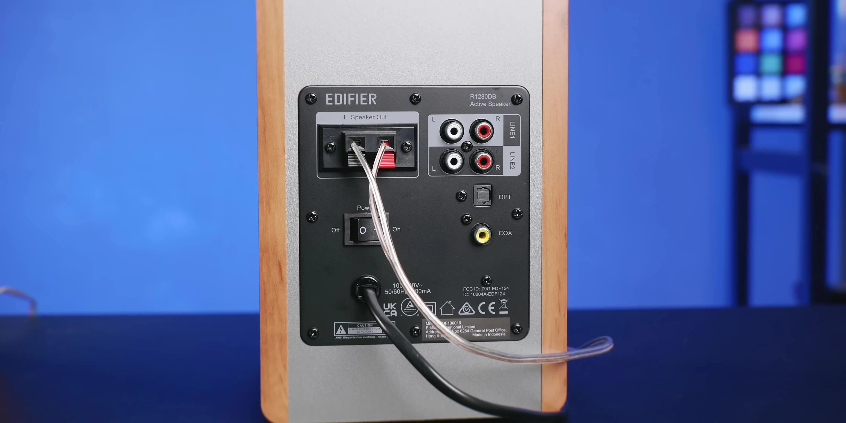 The included remote control for the speaker