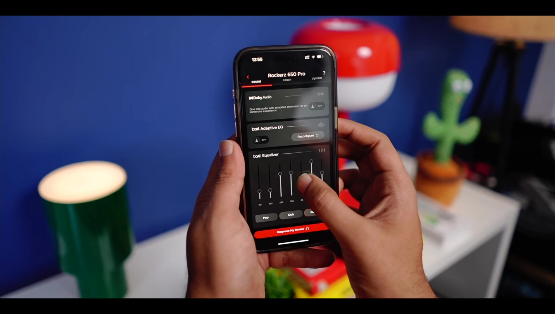 Screenshot of the Boat app's equalizer settings.