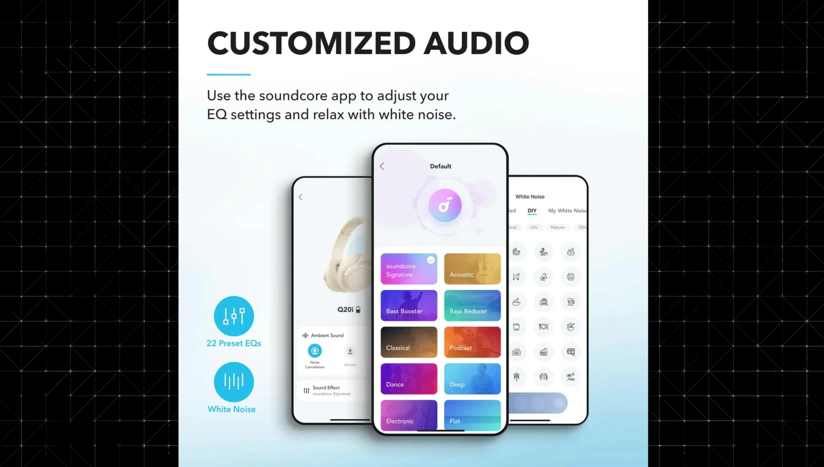 Screenshot from Soundcore app showing EQ presets