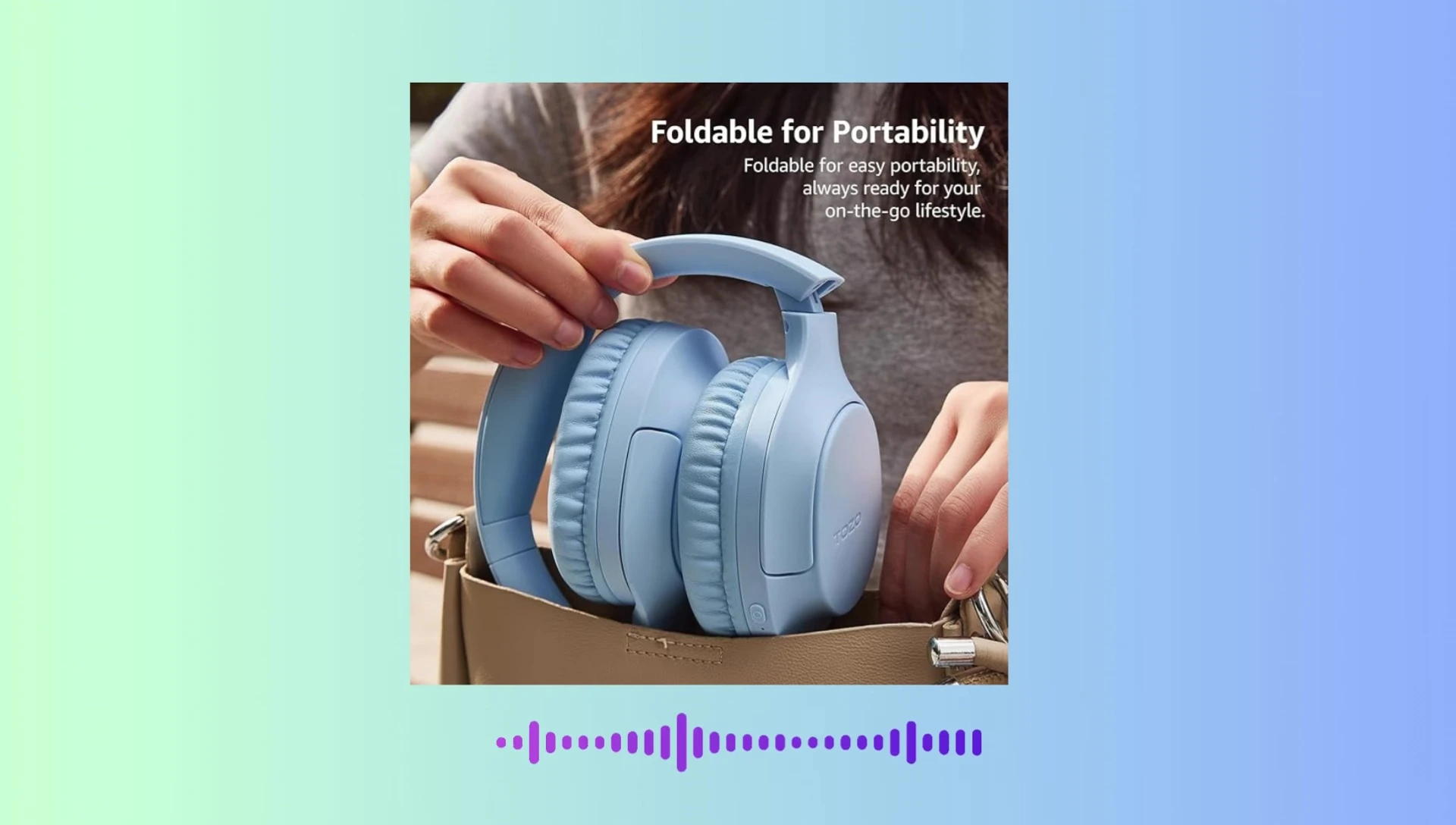 Close-up shot of the TOZO HA1 headphones highlighting the drivers