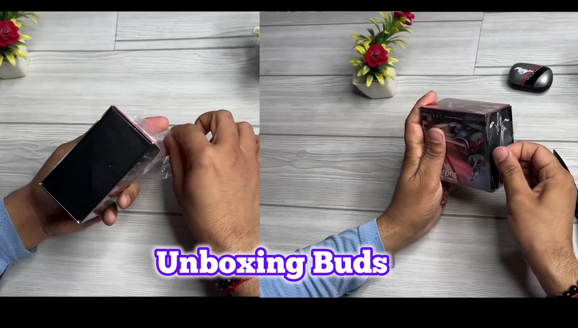 Close-up of the Boult Mustang Dyno and Torq earbuds packaging