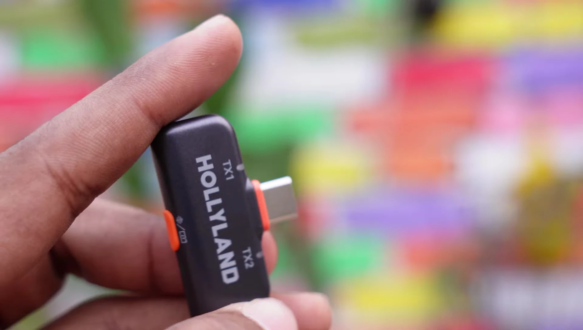 Showing the USB-C receiver and Lightning adapter.
