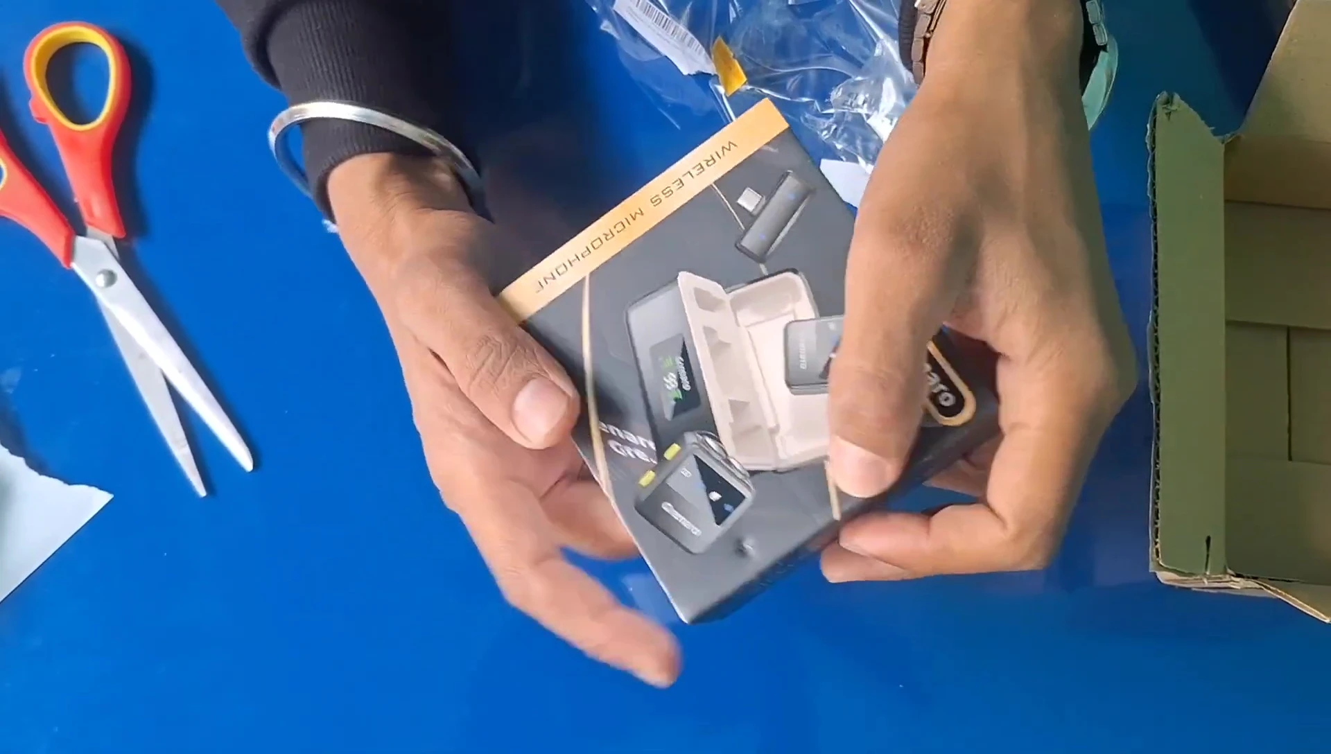 Close-up shot of the damaged box