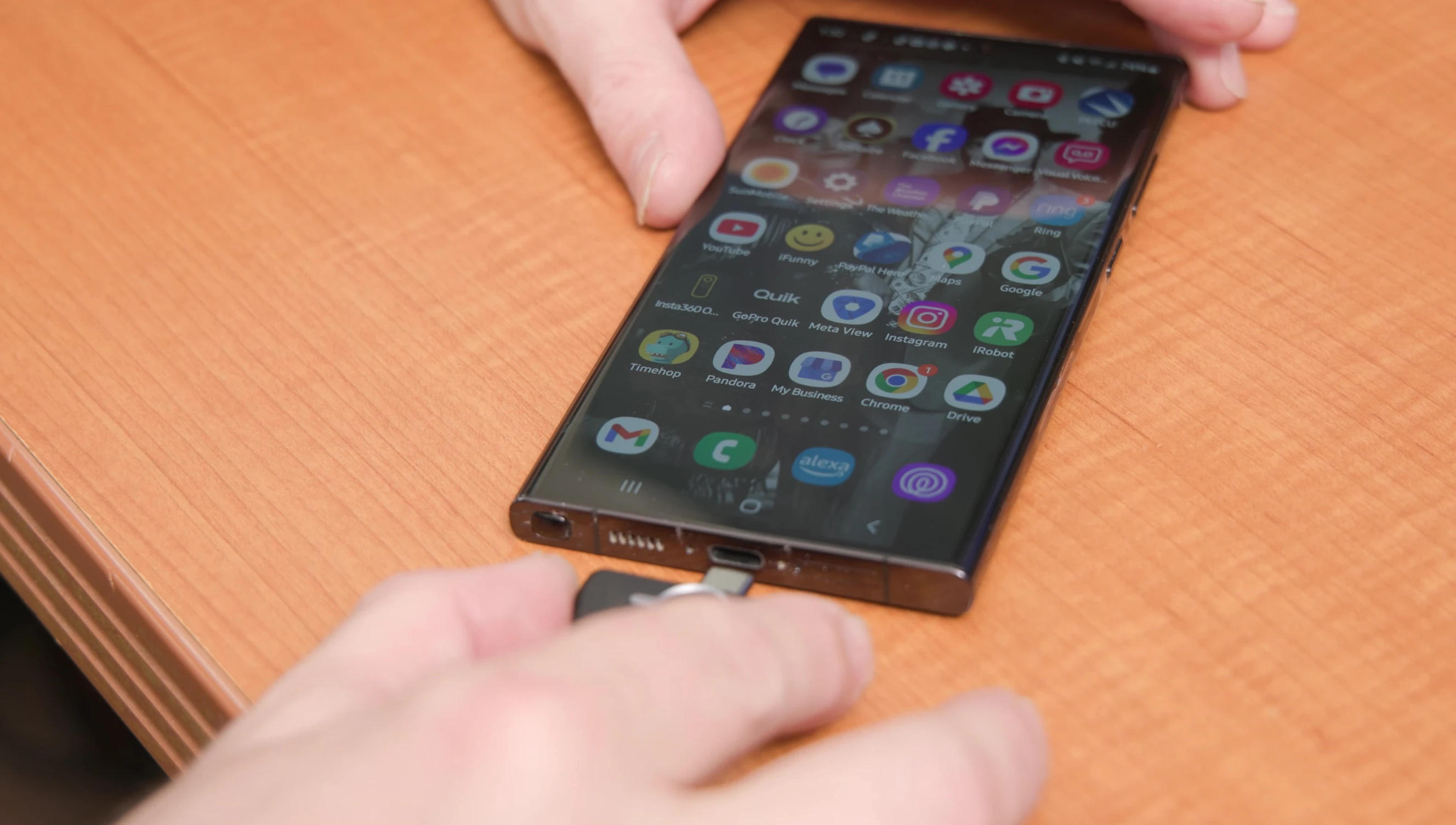 The receiver connected to a smartphone.