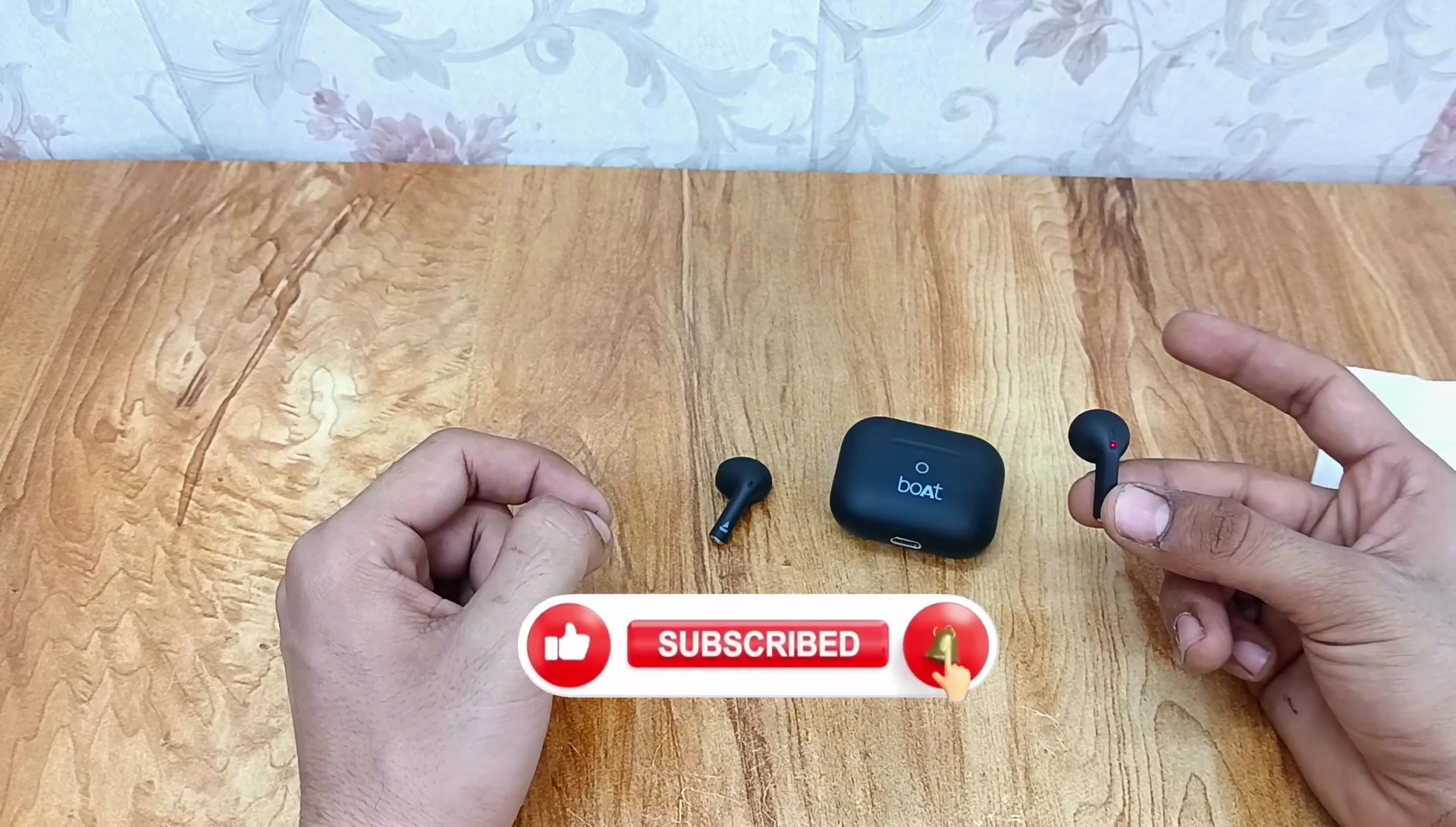 Close-up of the earbuds in the ear.