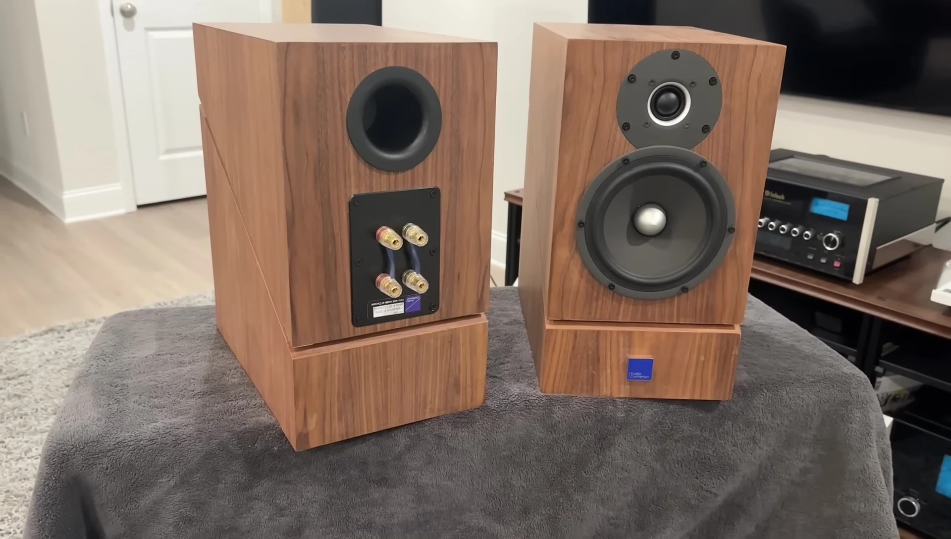 Close-up of the speaker's unique slit pattern