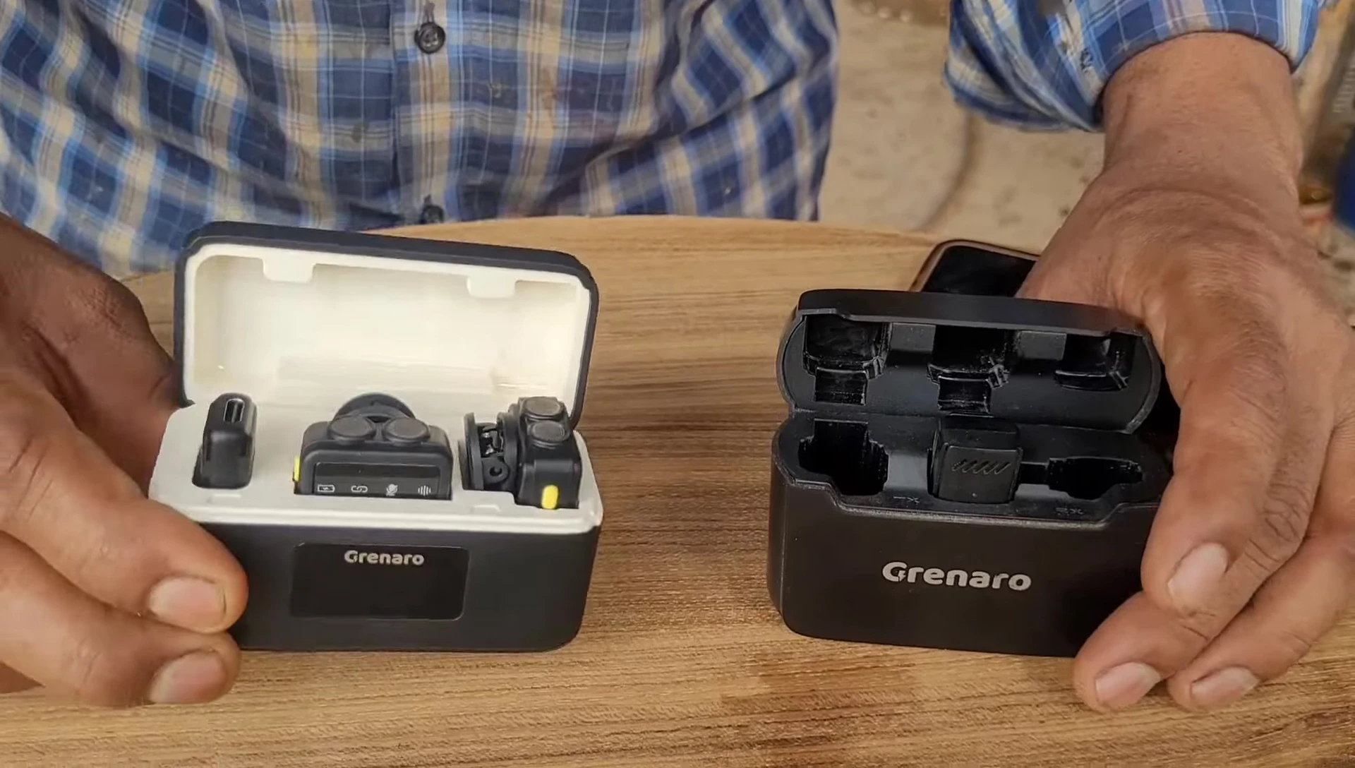 Close-up of the Grenaro P10 Wireless Mic showing its design