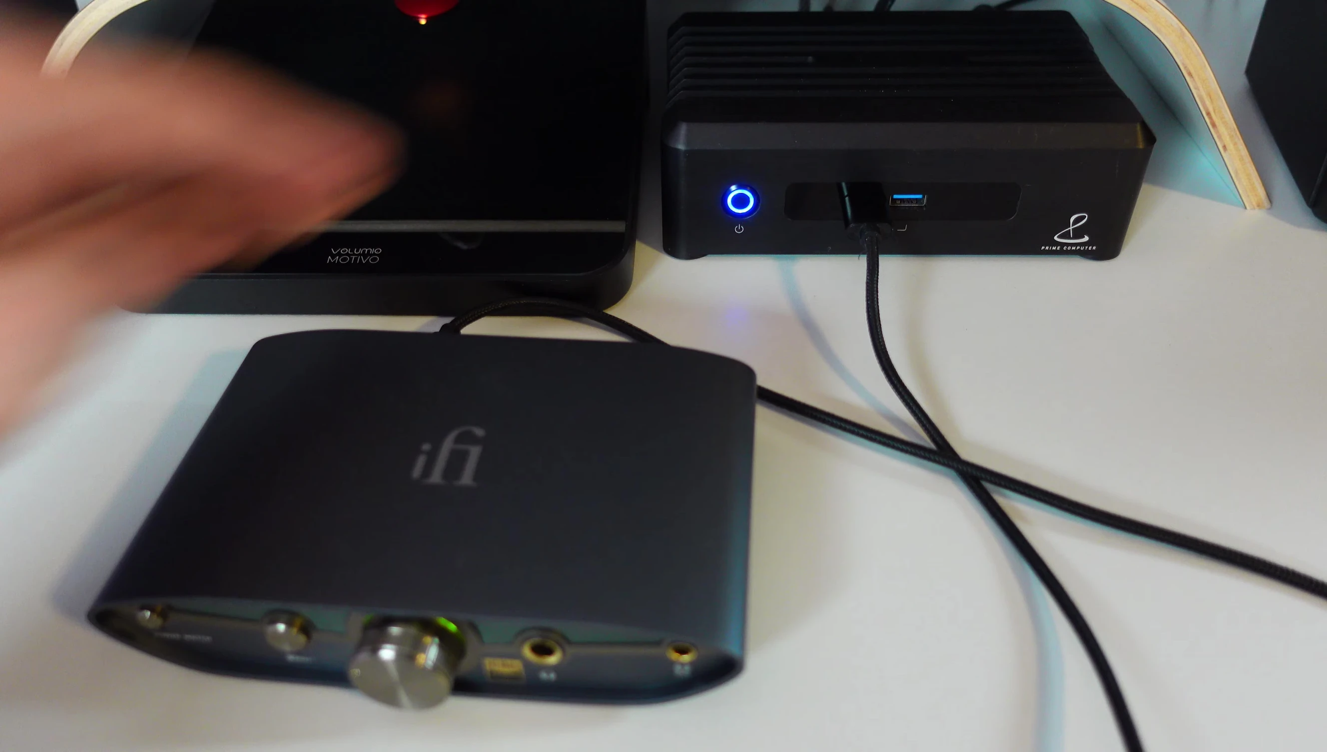 Close-up shot of the iFi ZEN DAC 3 showcasing its design and USB-C port.