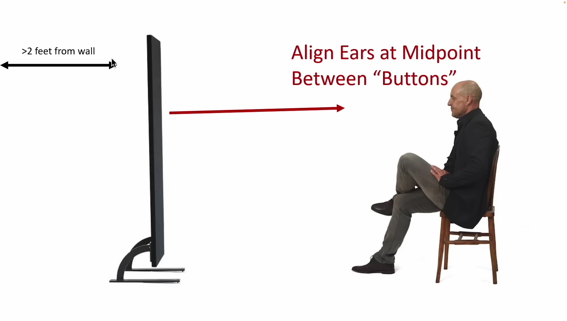 The reviewer points to the speaker’s buttons.