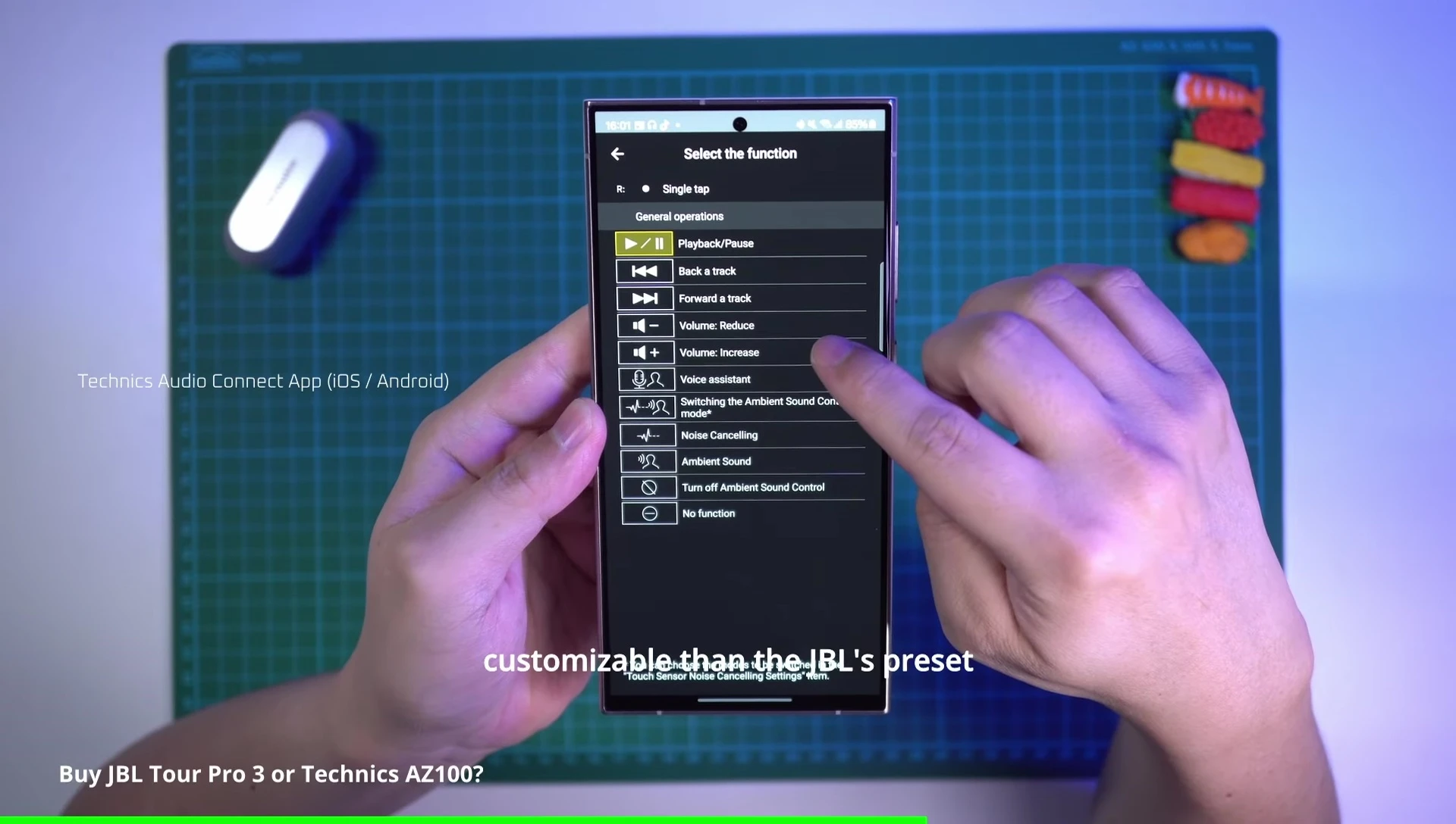 Screenshot showcasing JBL Tour Pro 3's preset control layout limitations