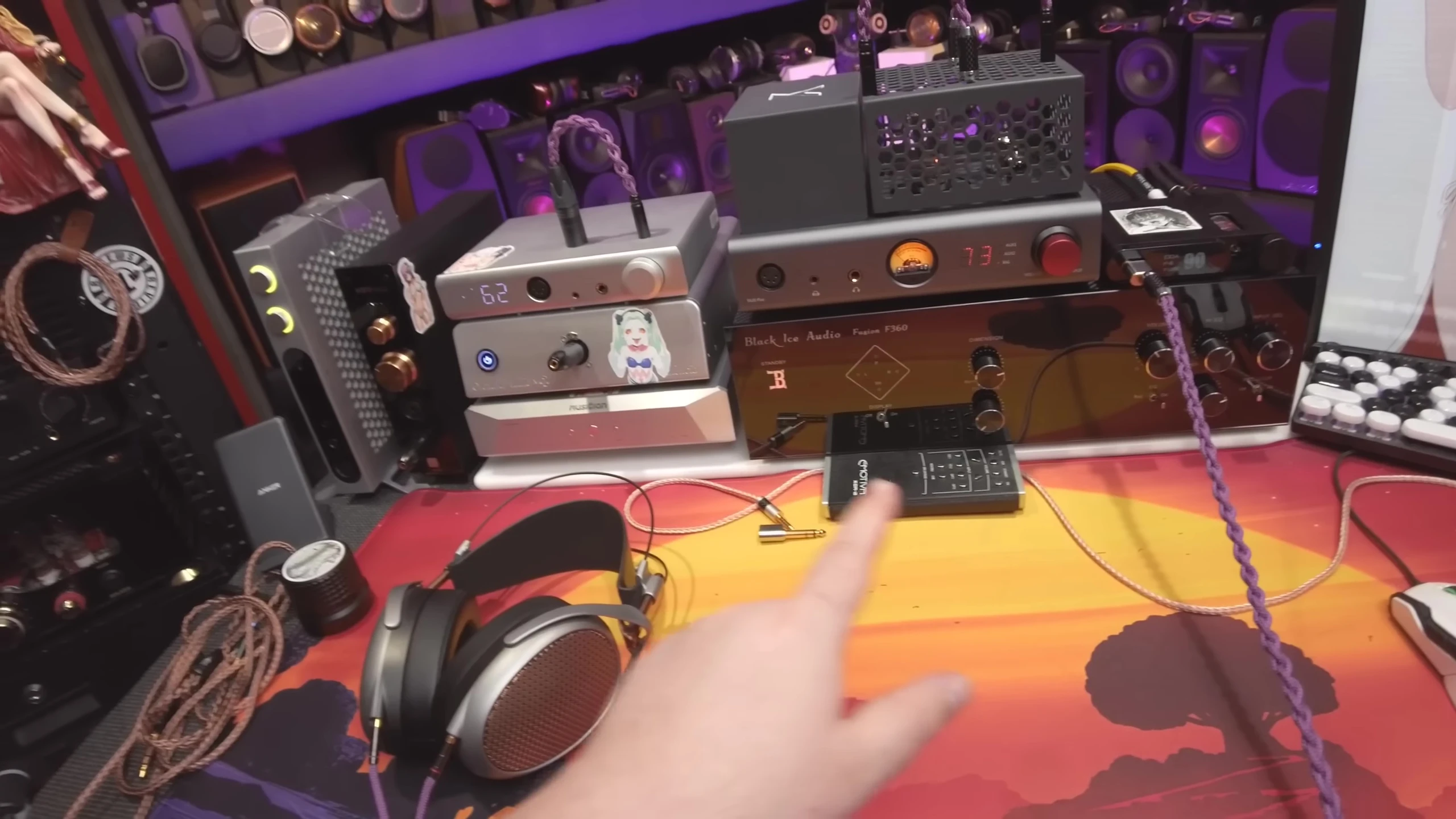 Host showing the various amplifiers connected to the headphones
