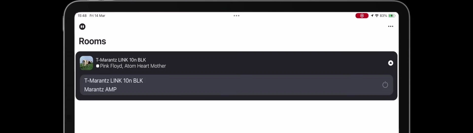Screenshot of the HEOS app interface on a tablet or smartphone