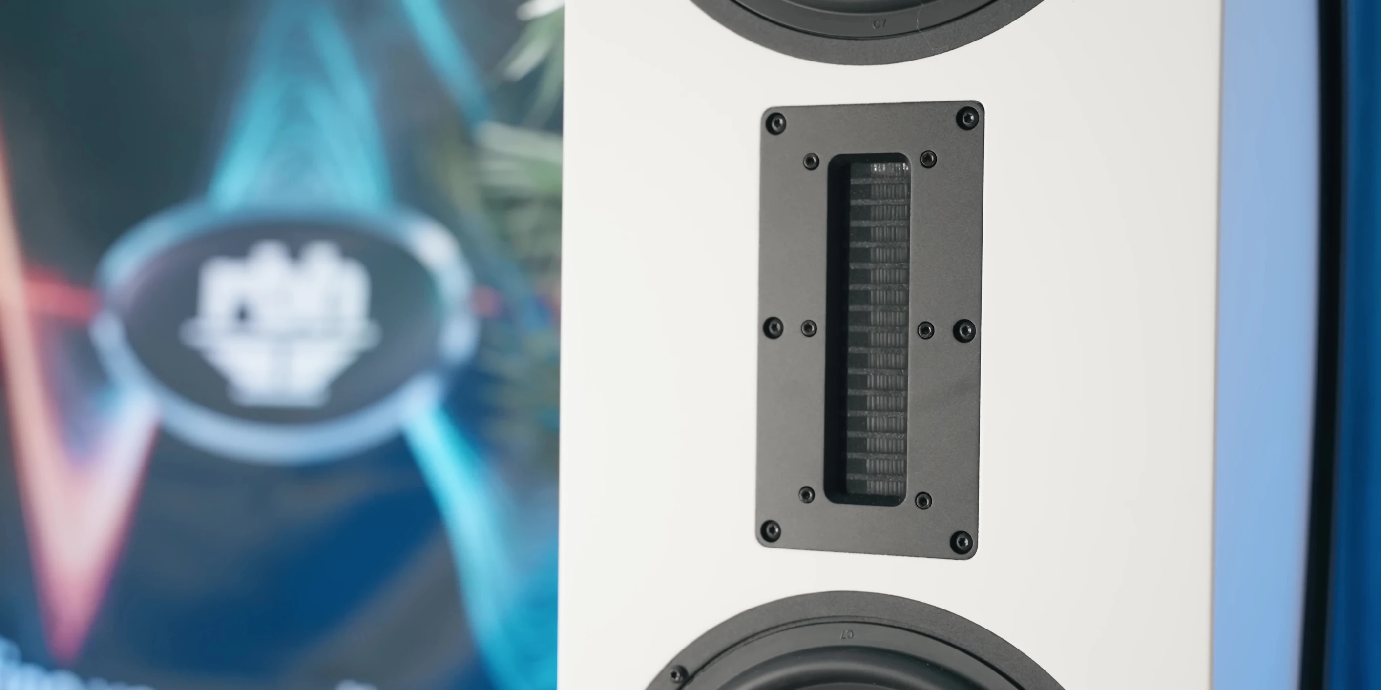 Detailed shot of the speaker drivers