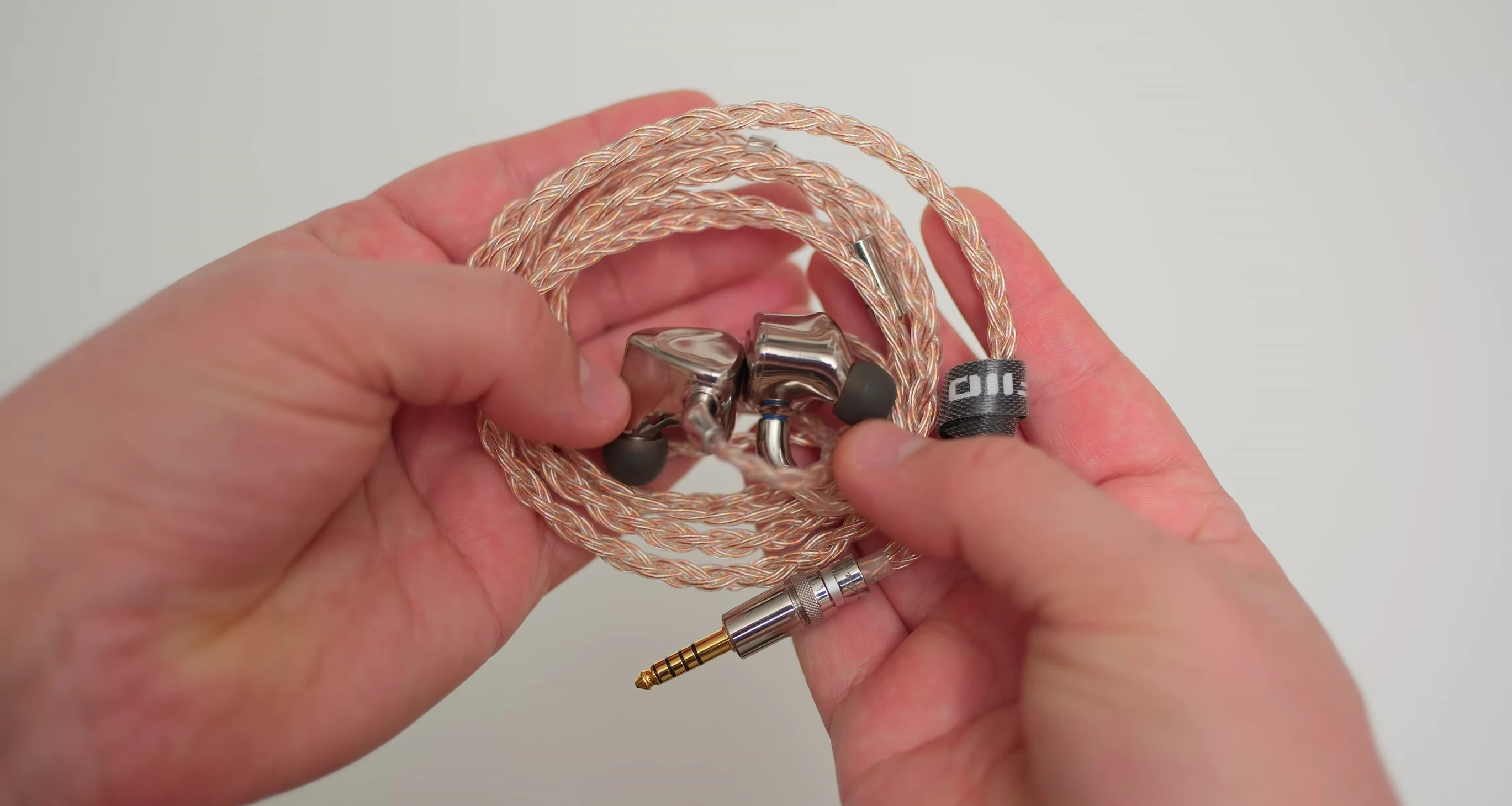 The FiiO FX17's cable with its multiple connectors.