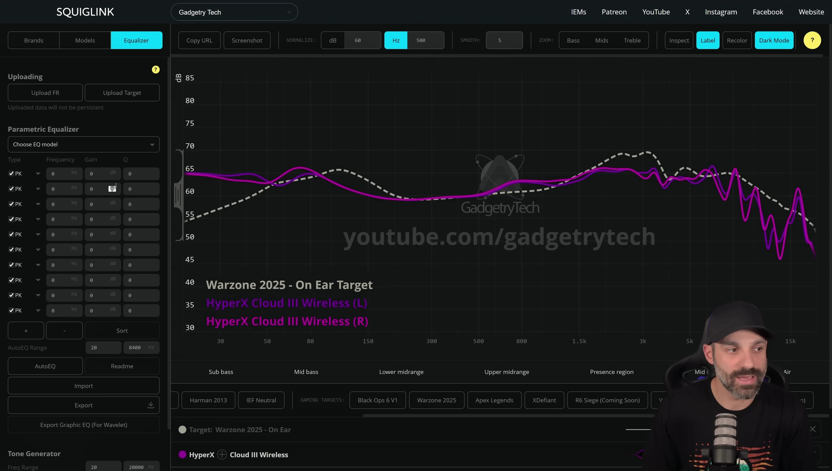 Screenshot showing the auto EQ functionality.
