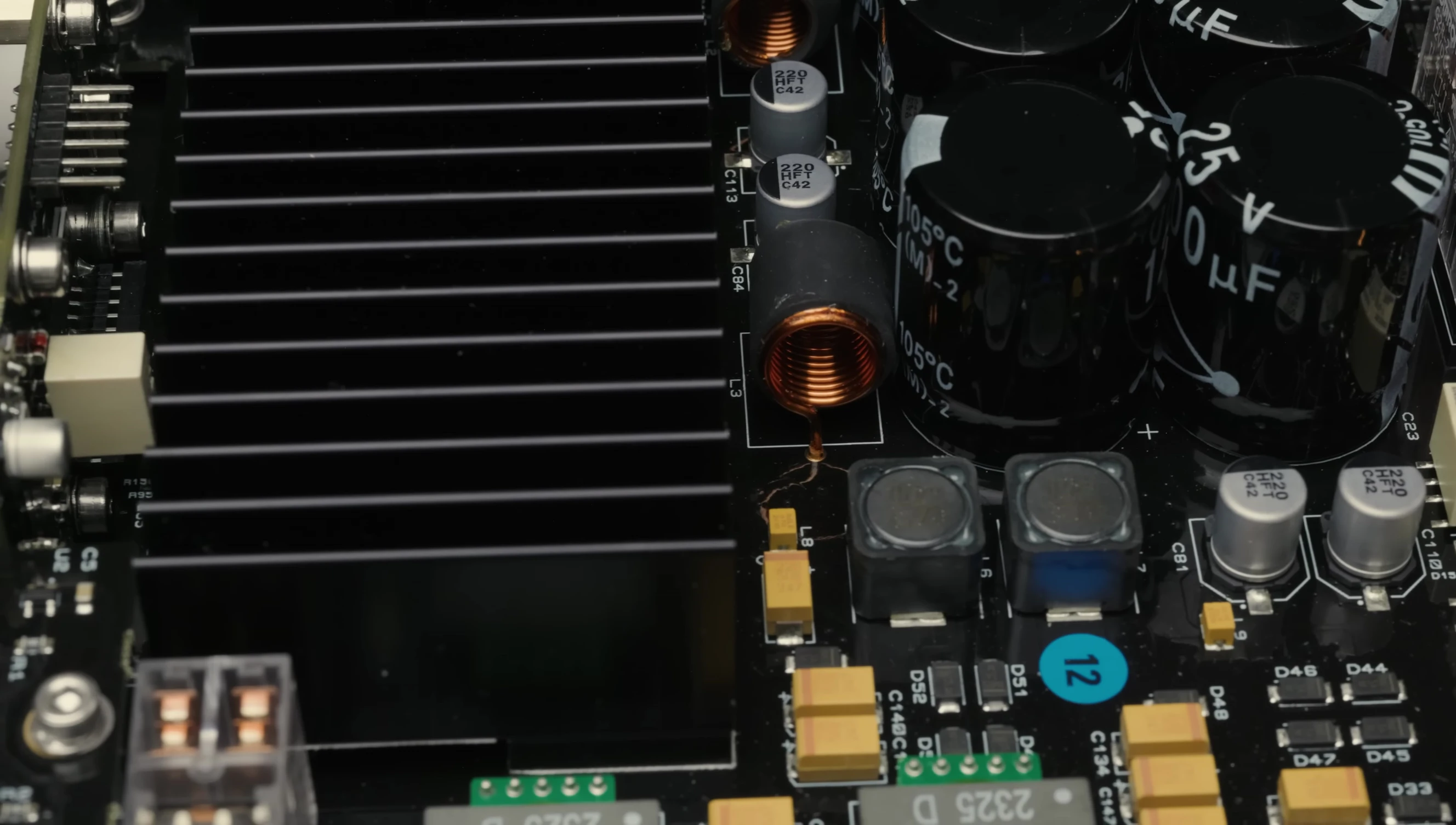 Close up image highlighting the heatsink and internal components