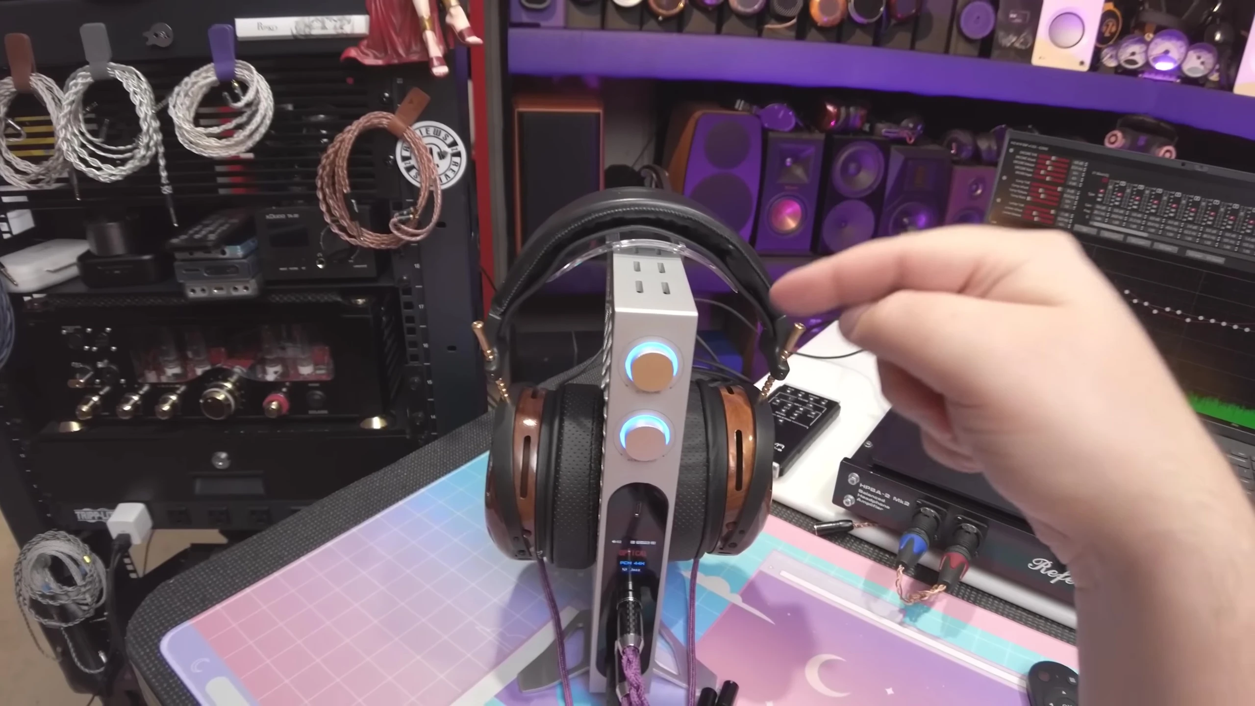 Close-up of the front panel inputs/outputs