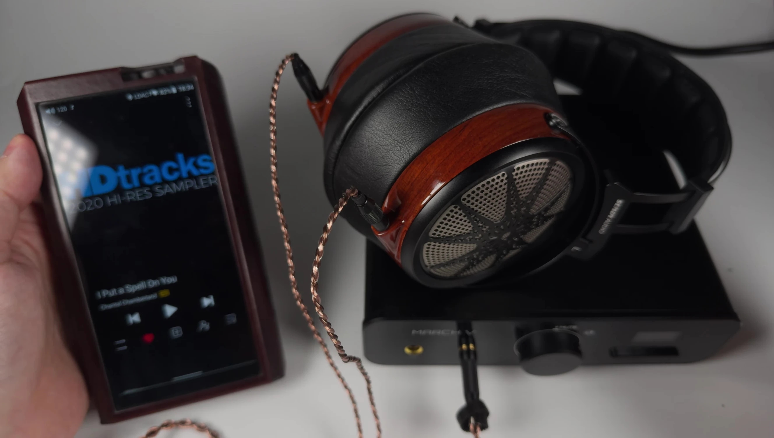 Screenshot showcasing the reviewer's music selection for sound quality testing