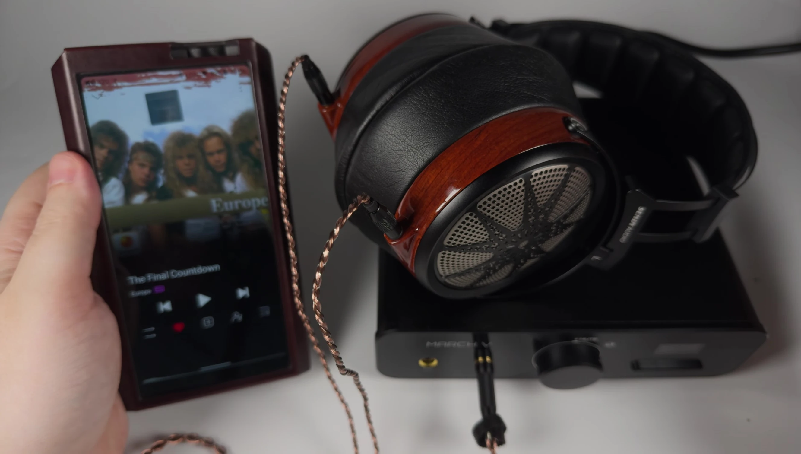 Screenshot showing the reviewer's music selection for sound quality testing (a different track)