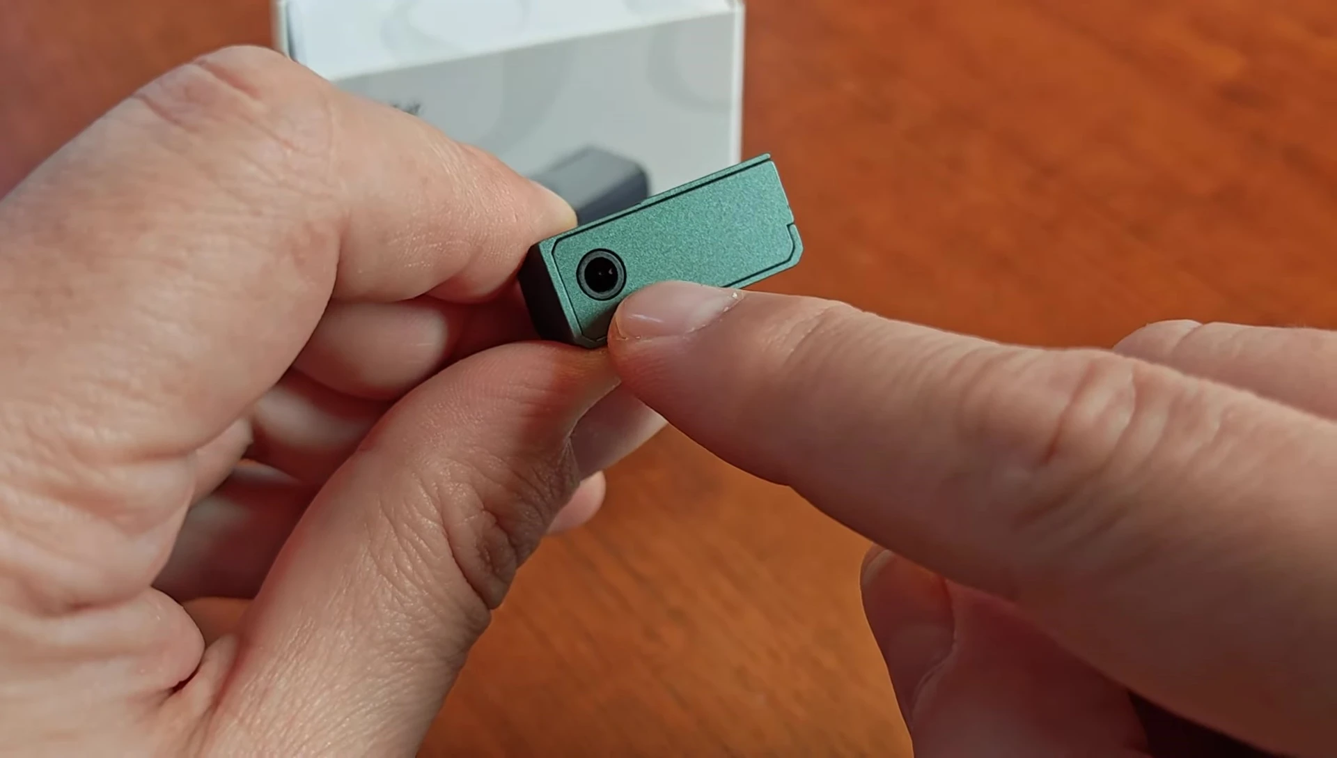 Close-up of the 3.5mm and 4.4mm output jacks