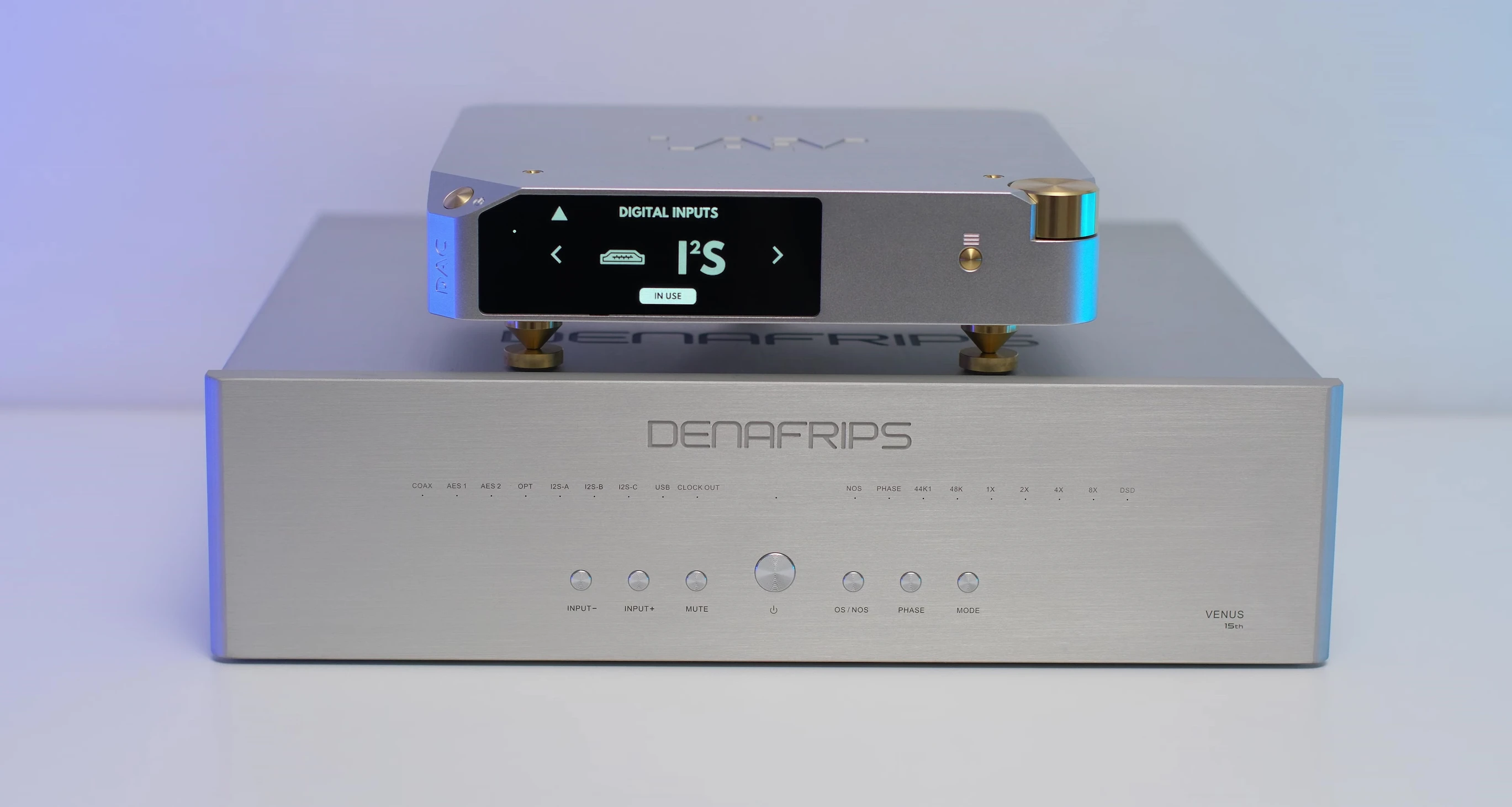 Back panel of the DAC showing the numerous input and output options