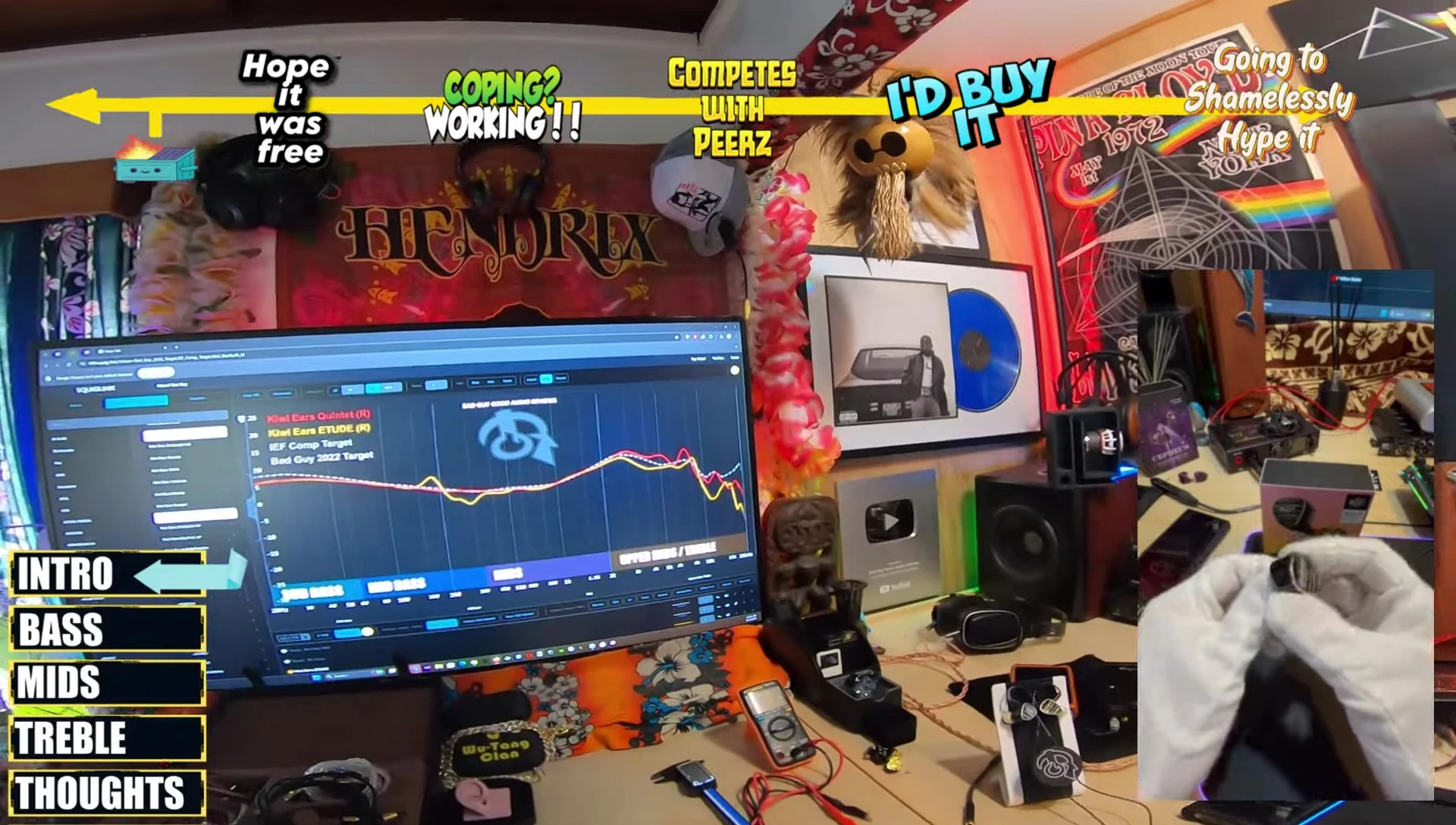 Screenshot of the frequency response graph, showing the peak and dip.
