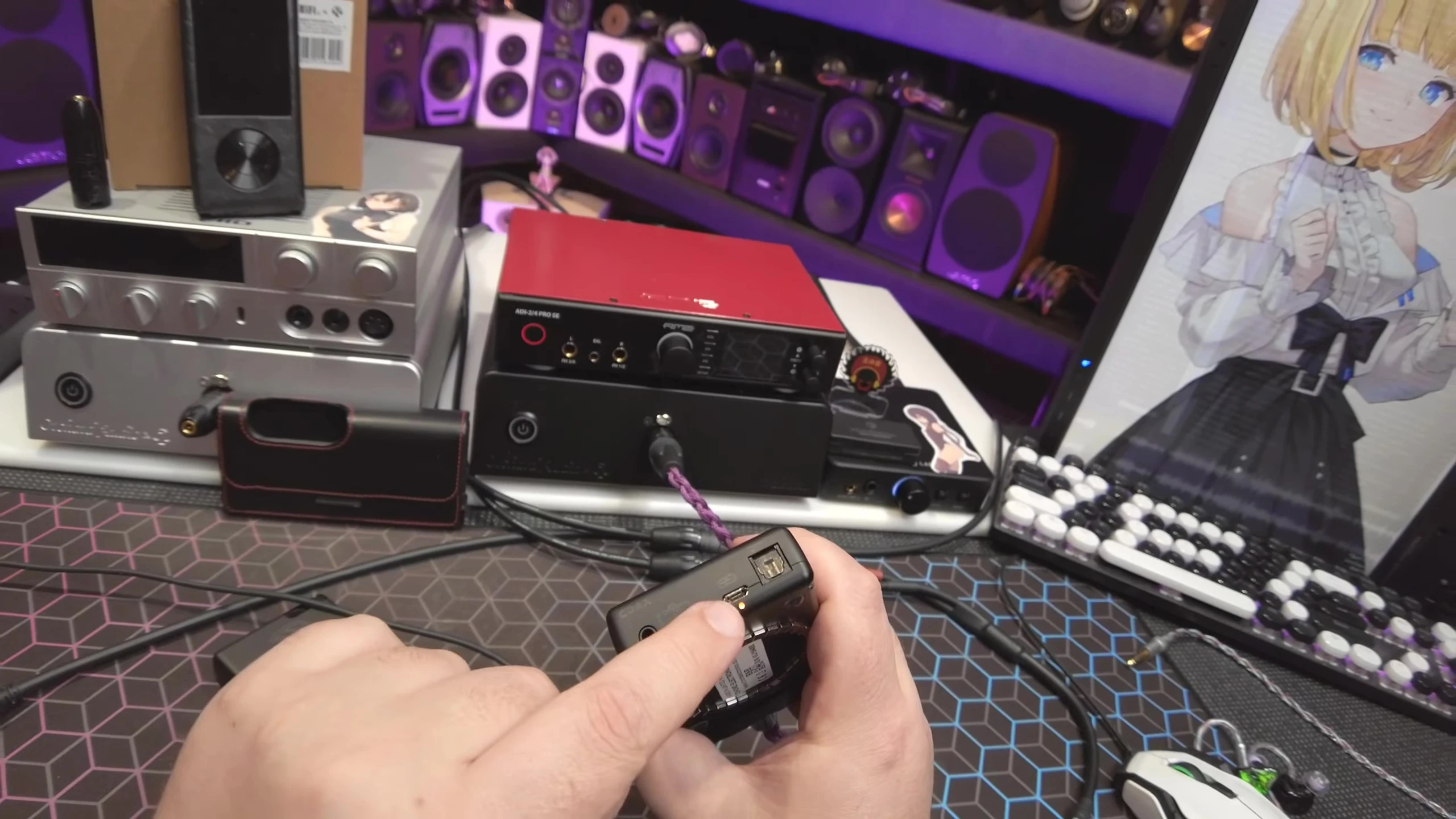 Detailed shot highlighting the unusual placement of the USB ports