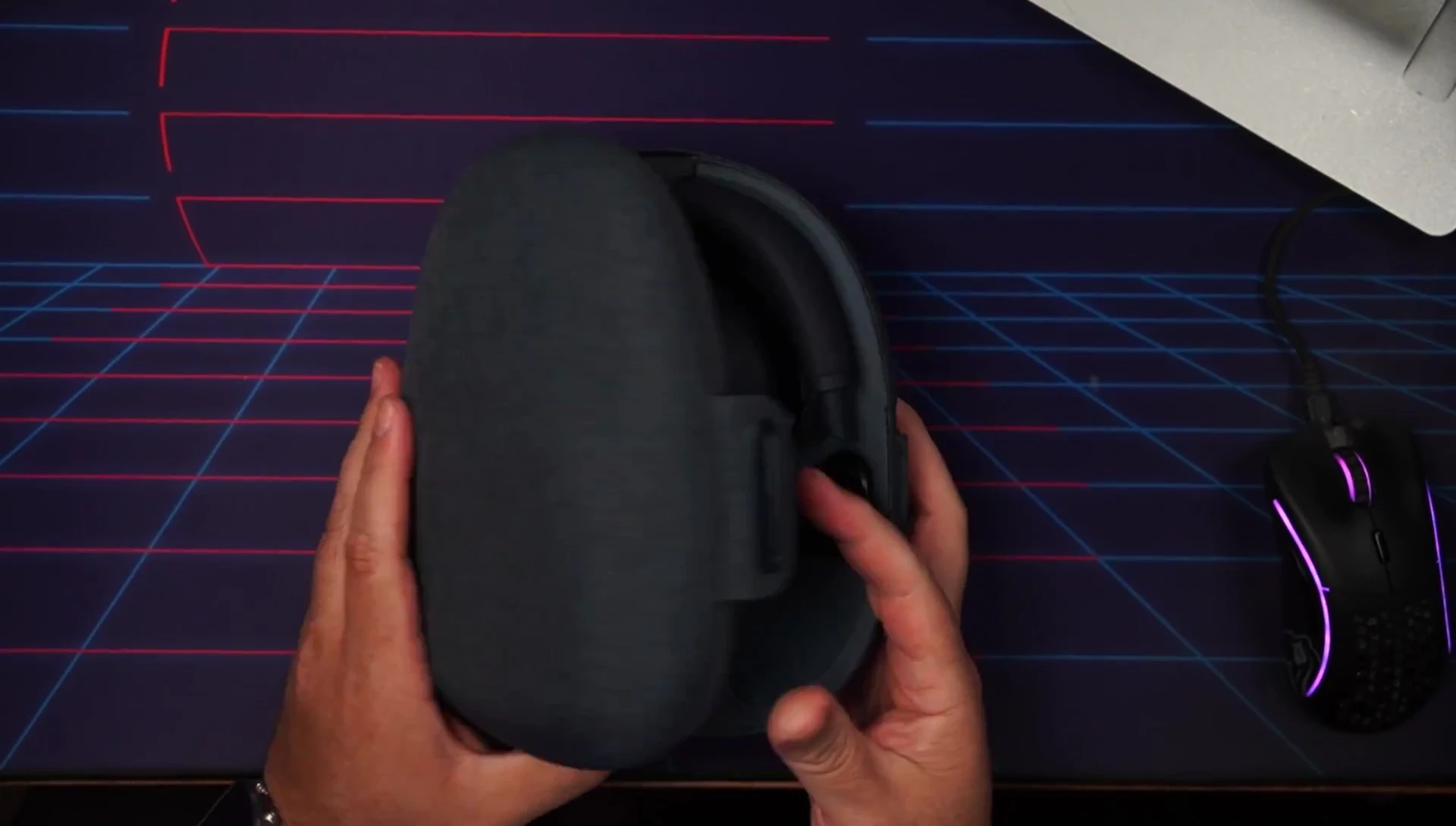 Headphones in carrying case