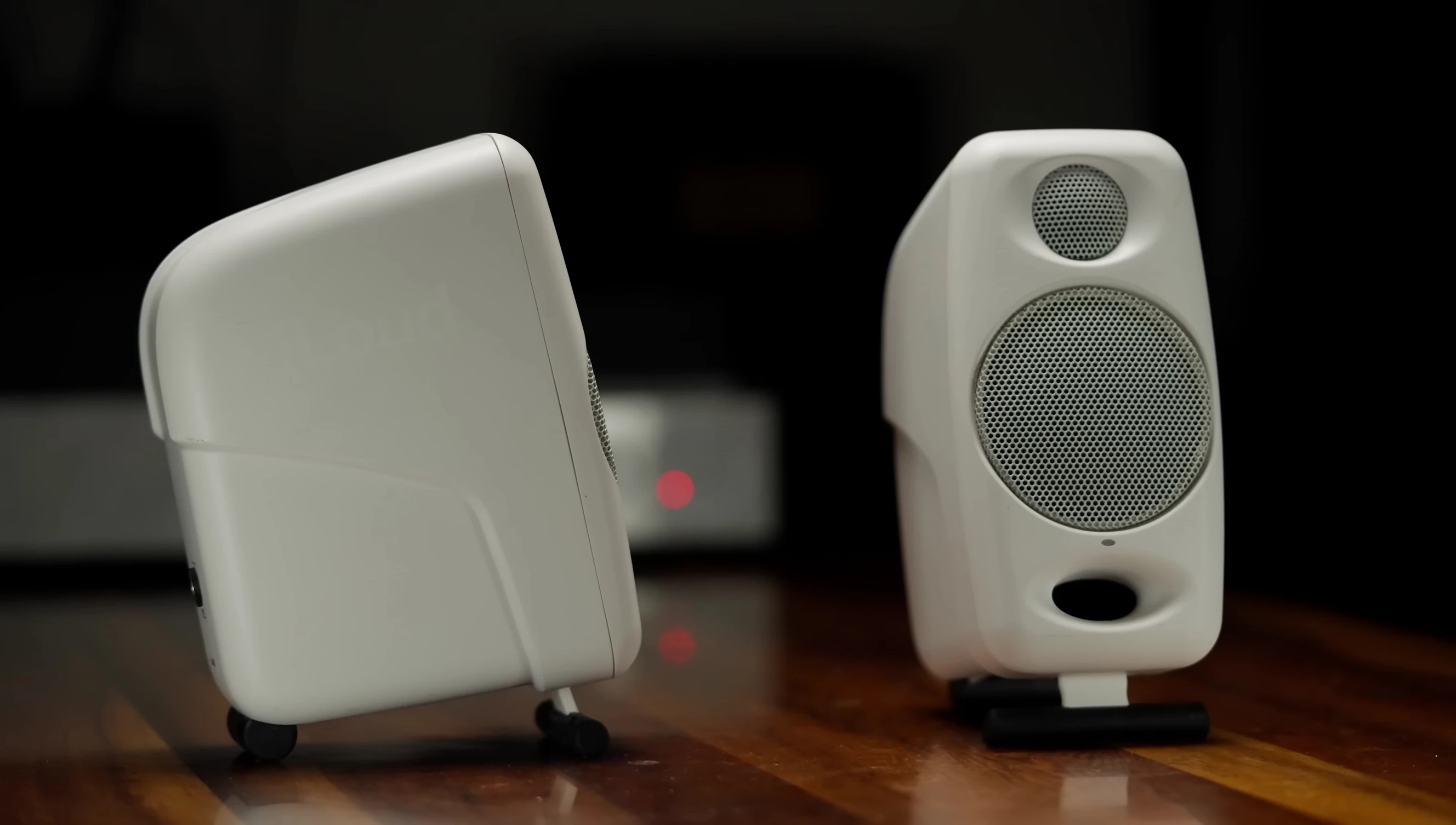 Image depicting a typical desktop setup with iLoud Micro speakers.