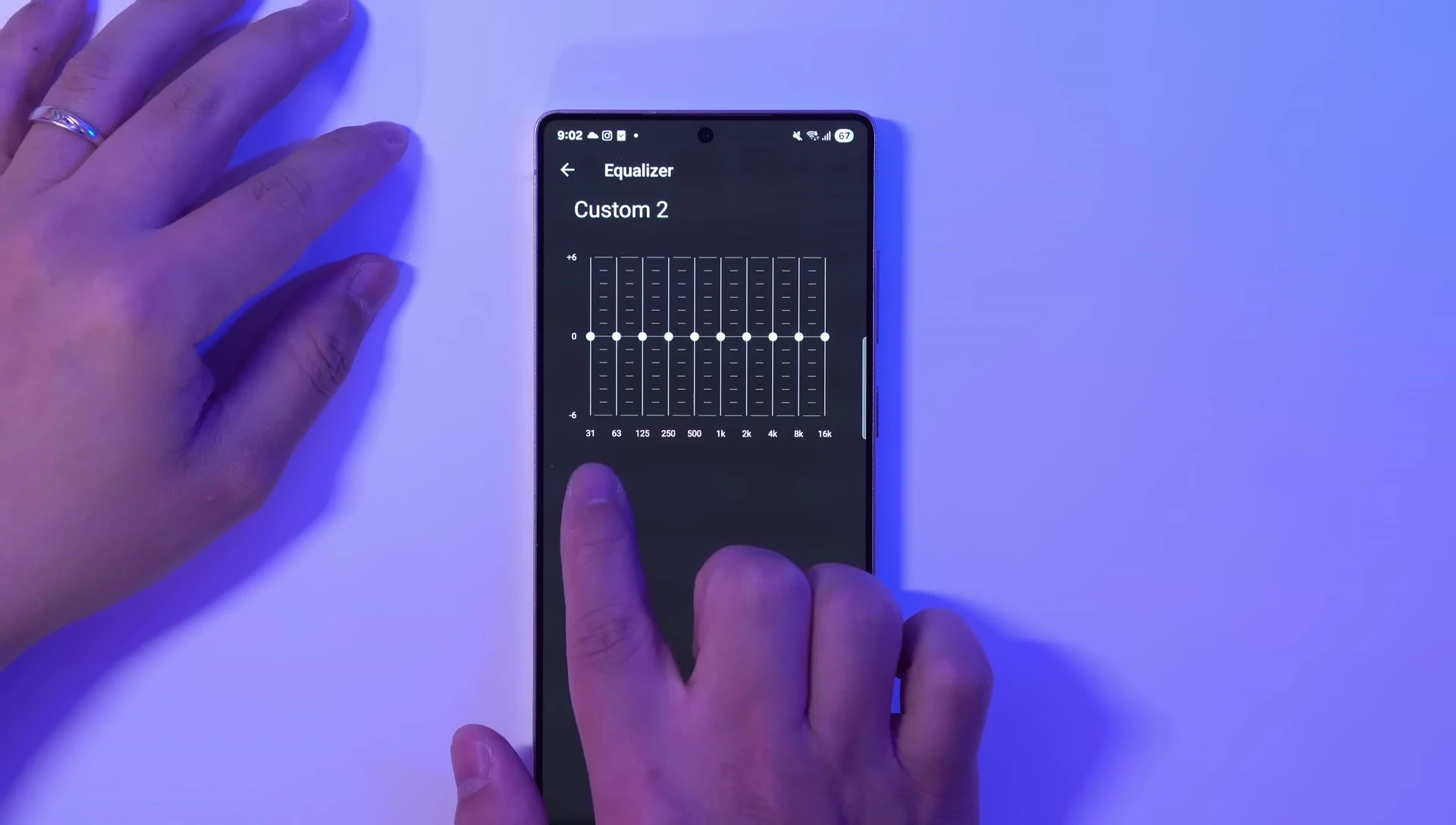 Screenshot showing the bass frequency ranges being adjusted
