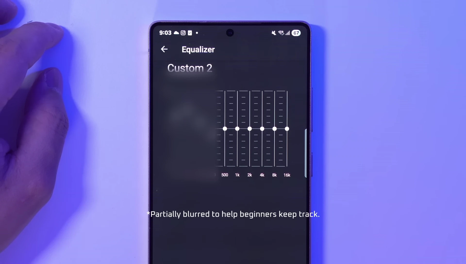 Screenshot illustrating the mid-range frequencies adjustment