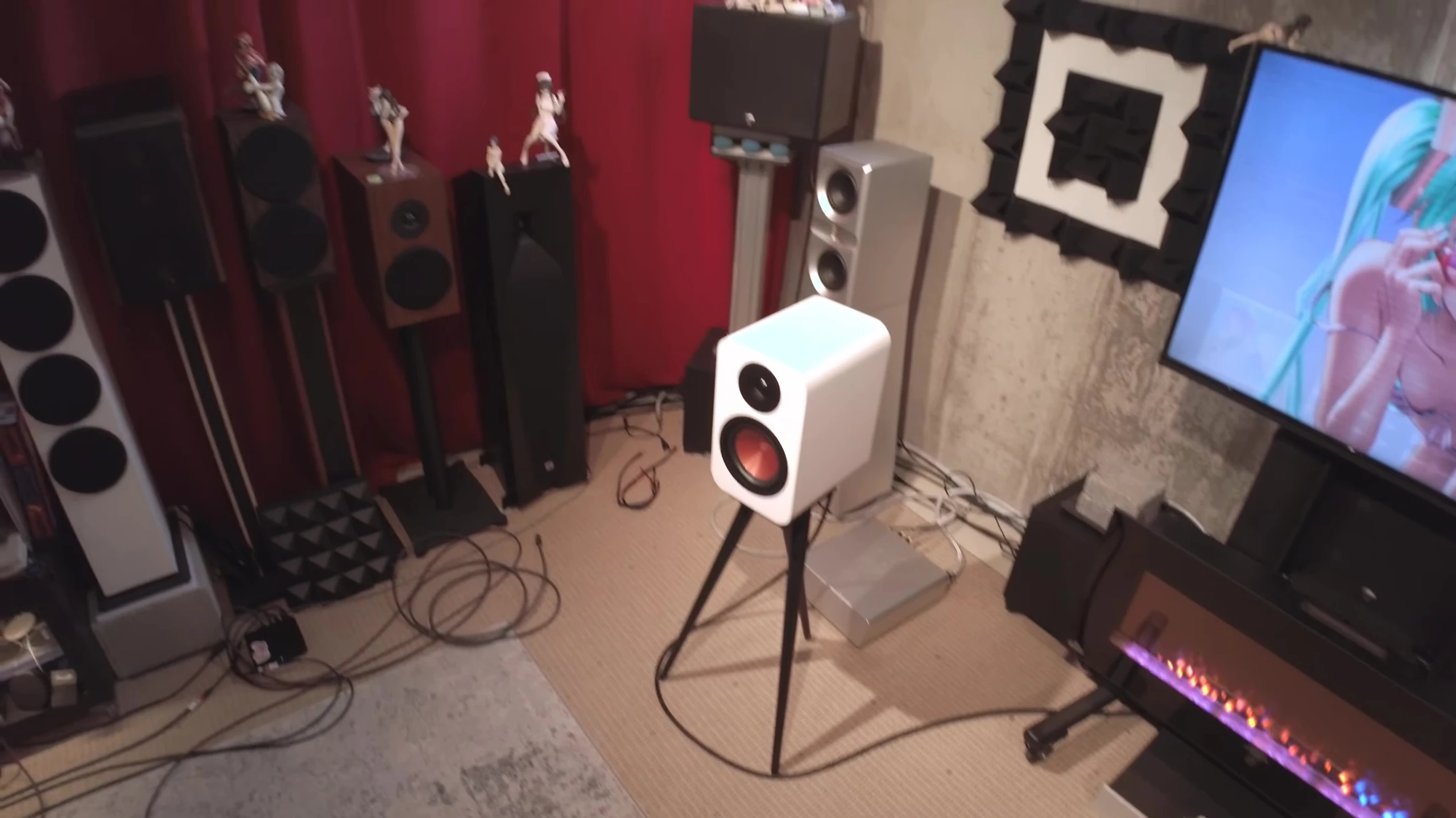 Demonstration of bass response with added subwoofer.