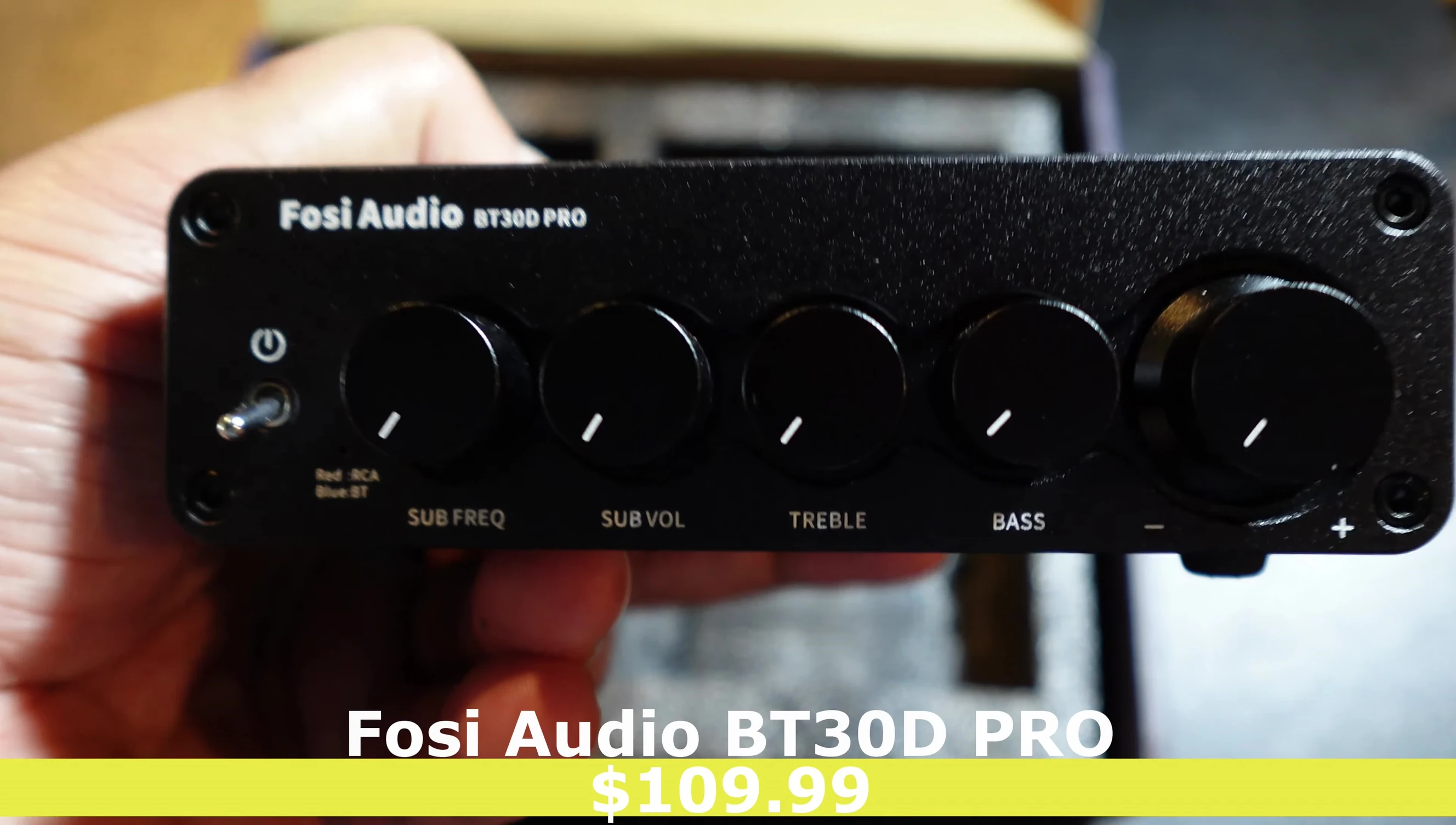 Front panel controls of the Fosi Audio BT30D Pro