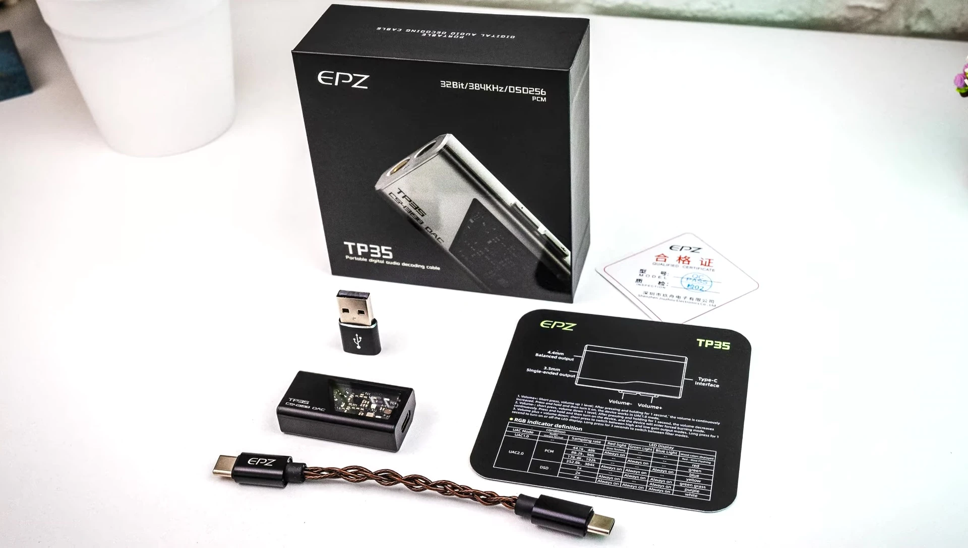 EPZ TP35 unboxing, showing the contents of the package