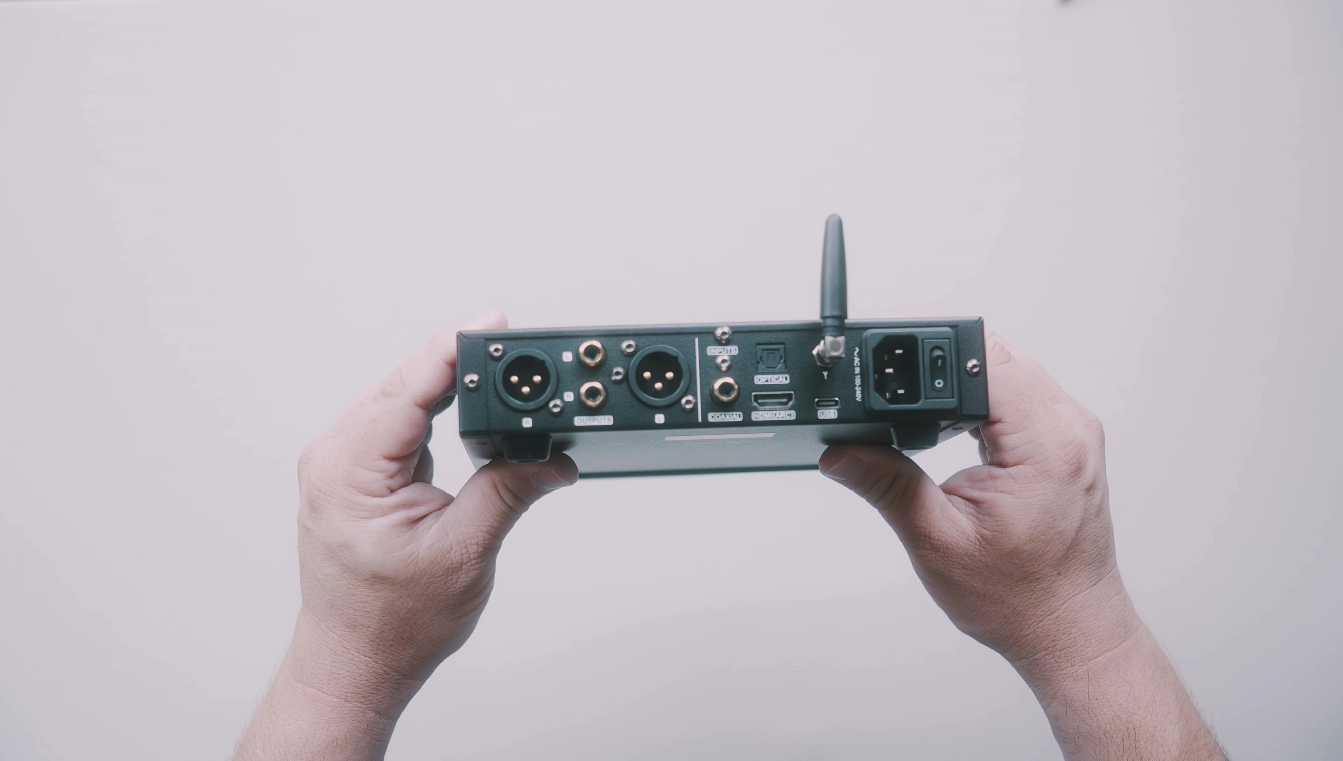 Shot of the rear panel showcasing the various input and output connections