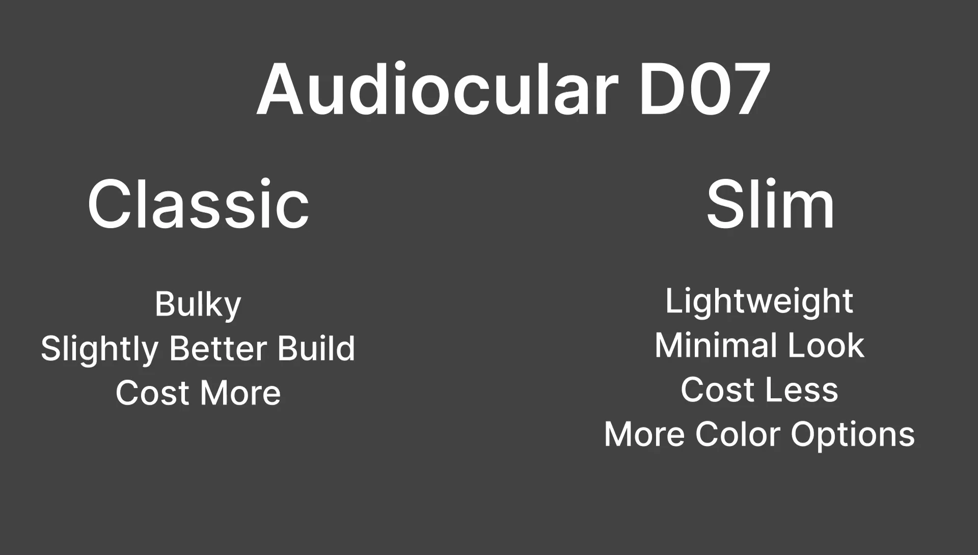 Slim variant color options