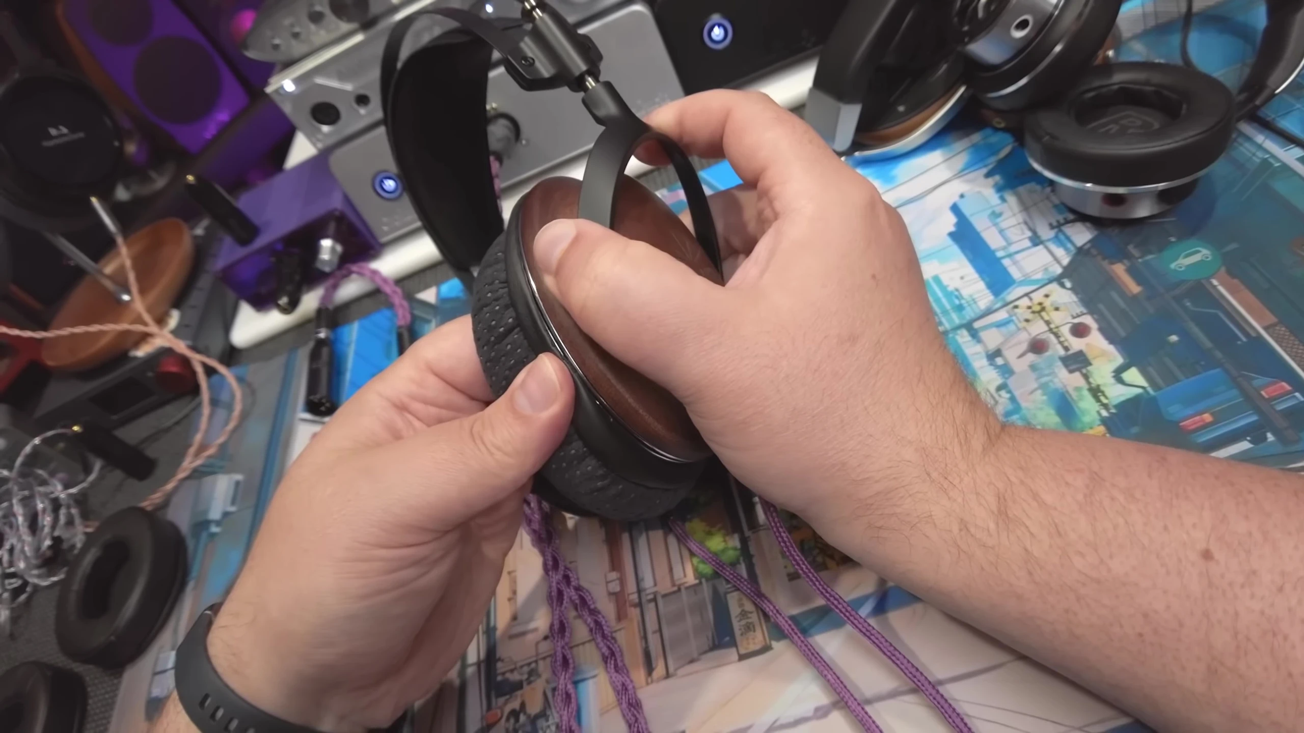 Demonstration of the Atheia's adjustable headband mechanism.