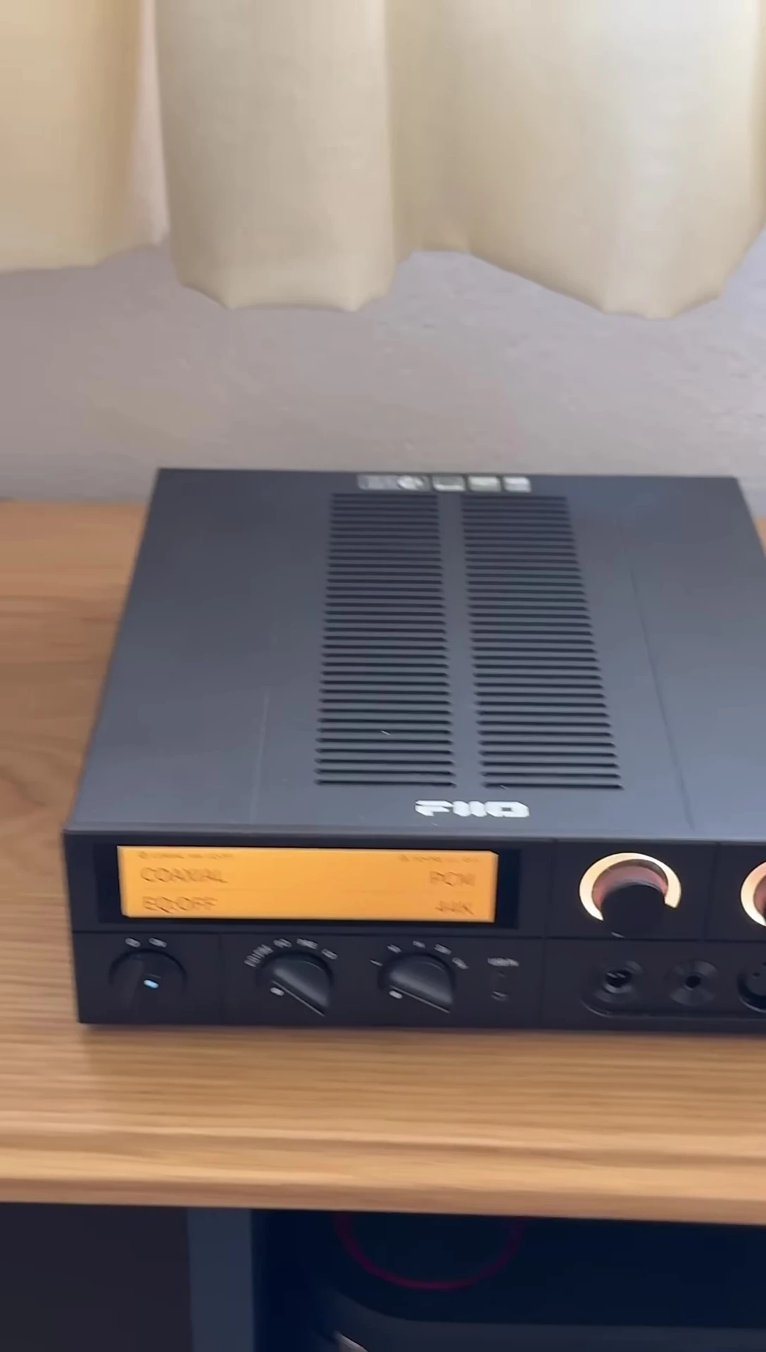 The Fiio K17 connected to active speakers.