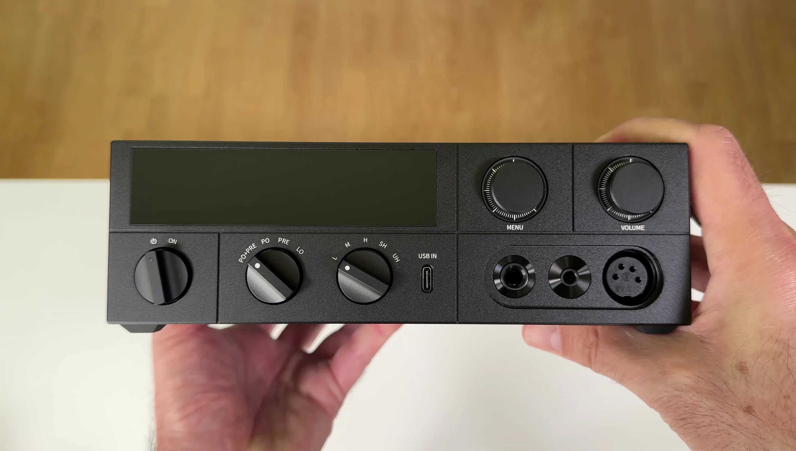 Front panel with touchscreen and controls