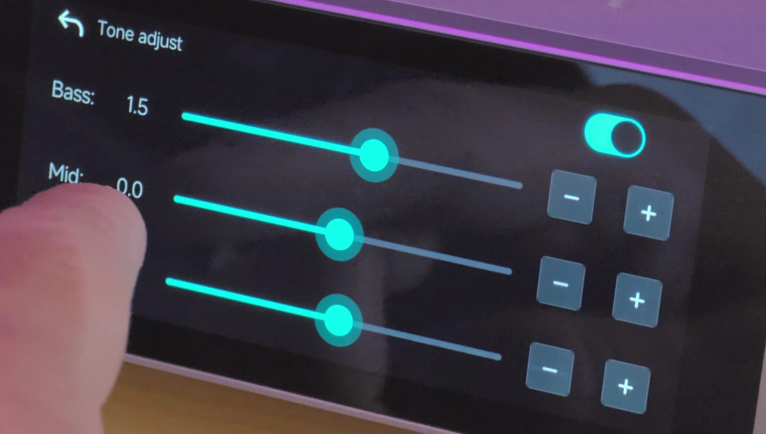 Screenshot showing the EQ settings.