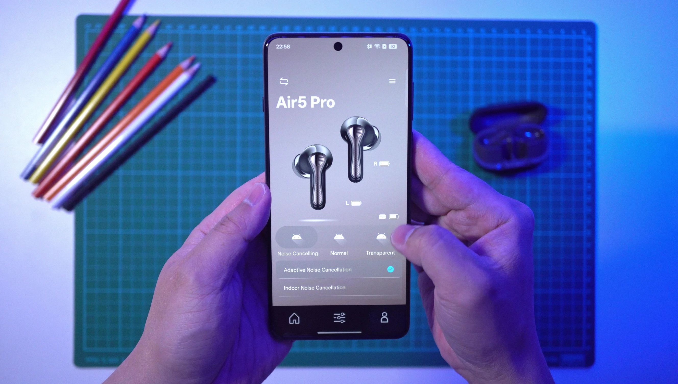 Screenshot showcasing the various noise cancellation modes on the Air5 Pro