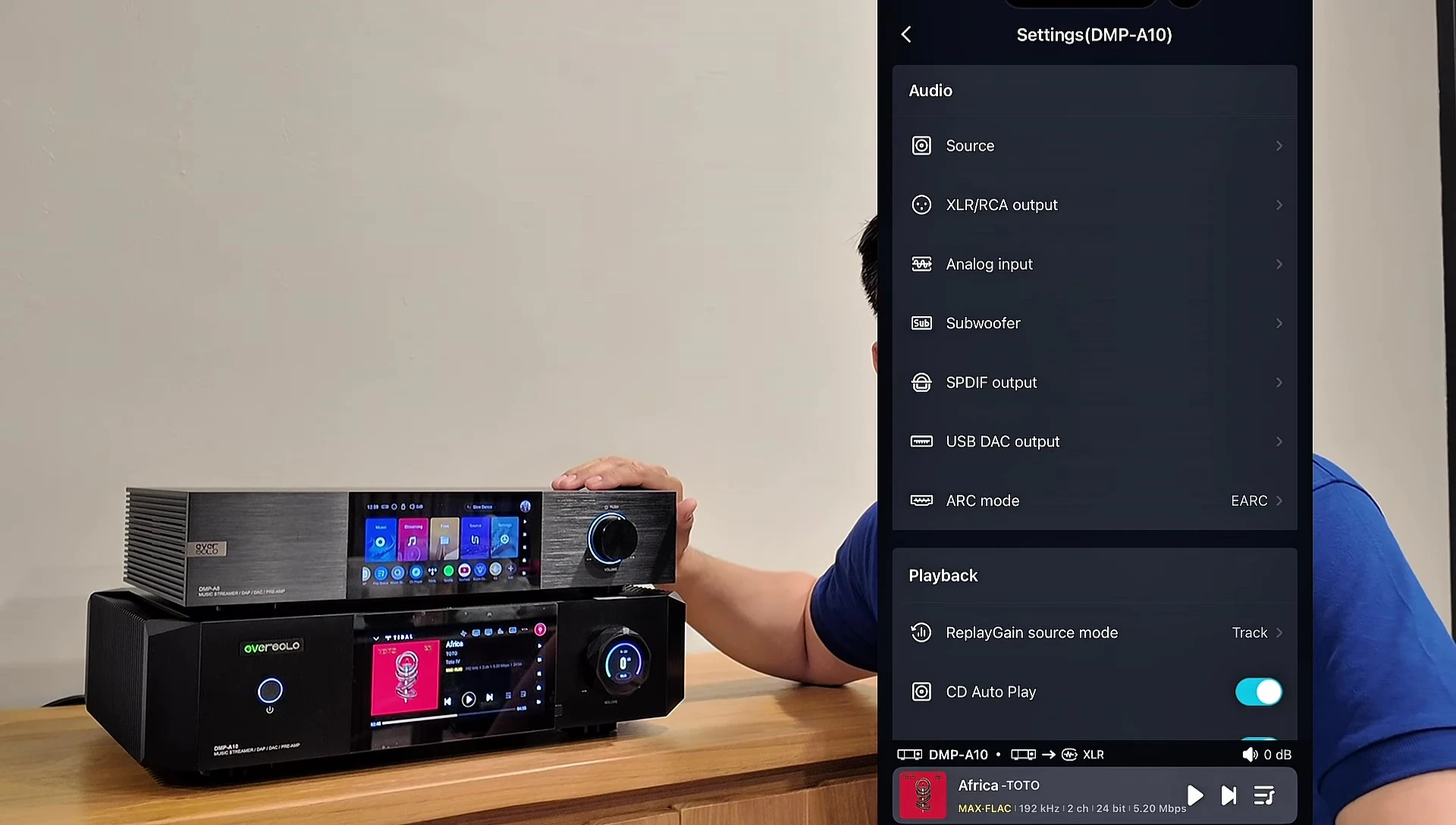 The Eversolo app showcasing compatibility with various streaming services.