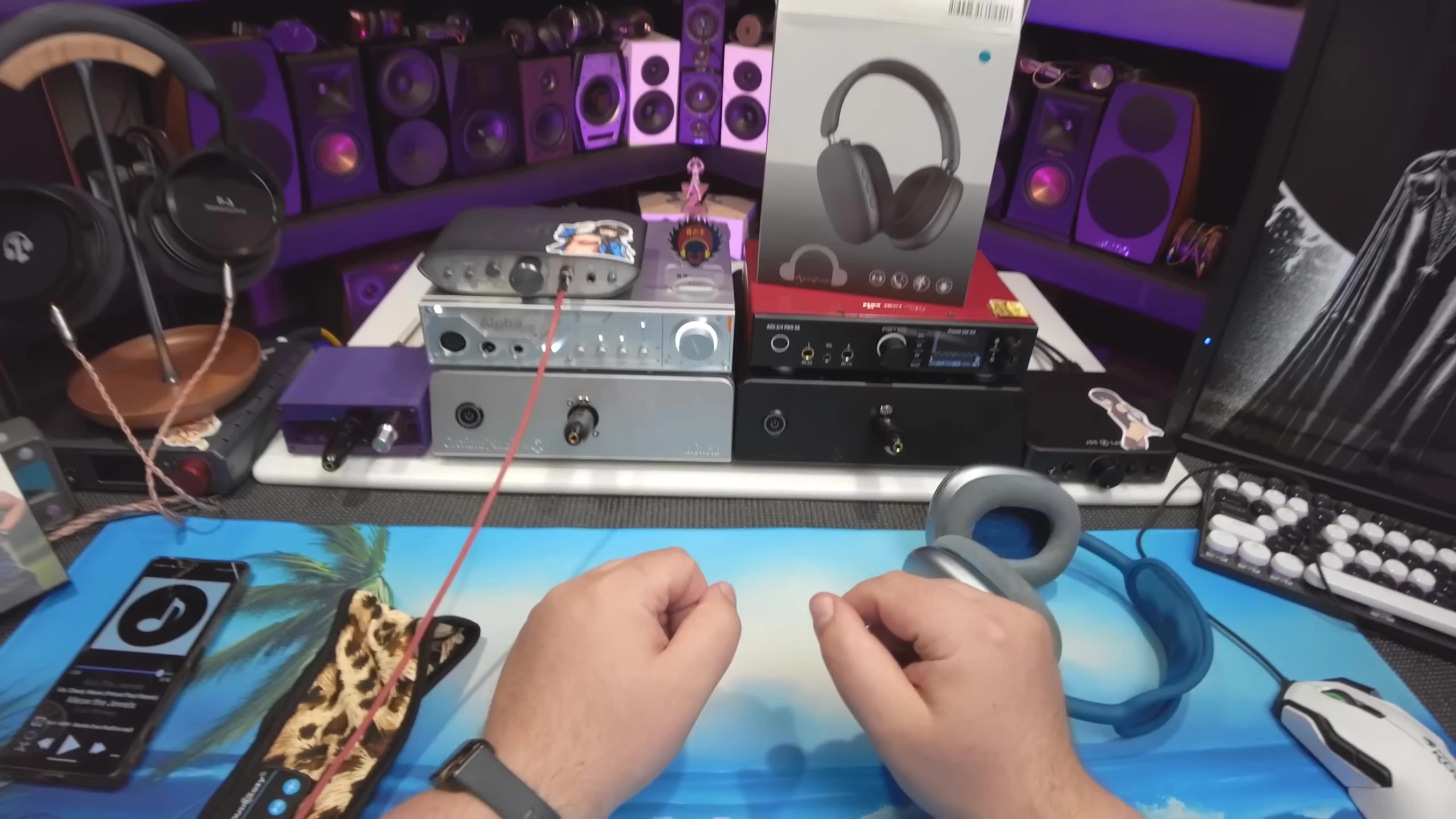 Screenshot of the presenter wearing the Music Cozy headphones, highlighting their lightweight design.