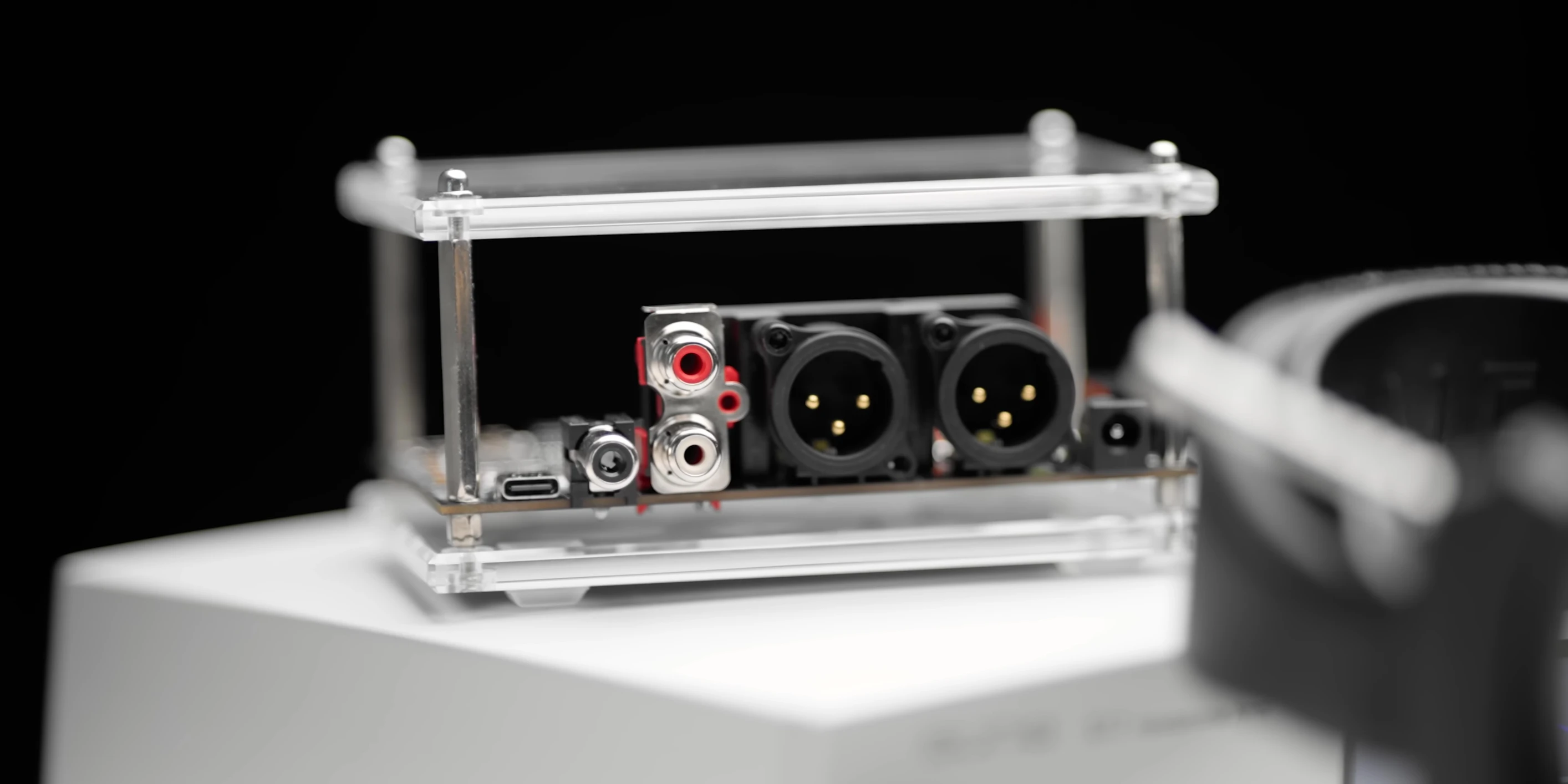 Shot showcasing the connections available on the back of the Merlin DAC