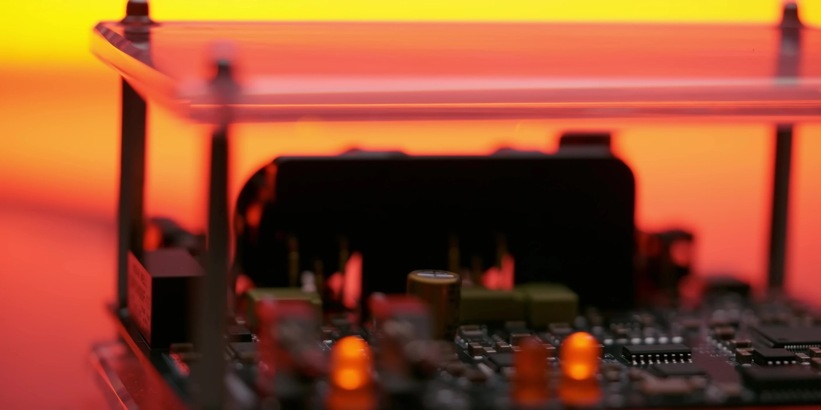 Close-up displaying the internal components of the Merlin DAC.